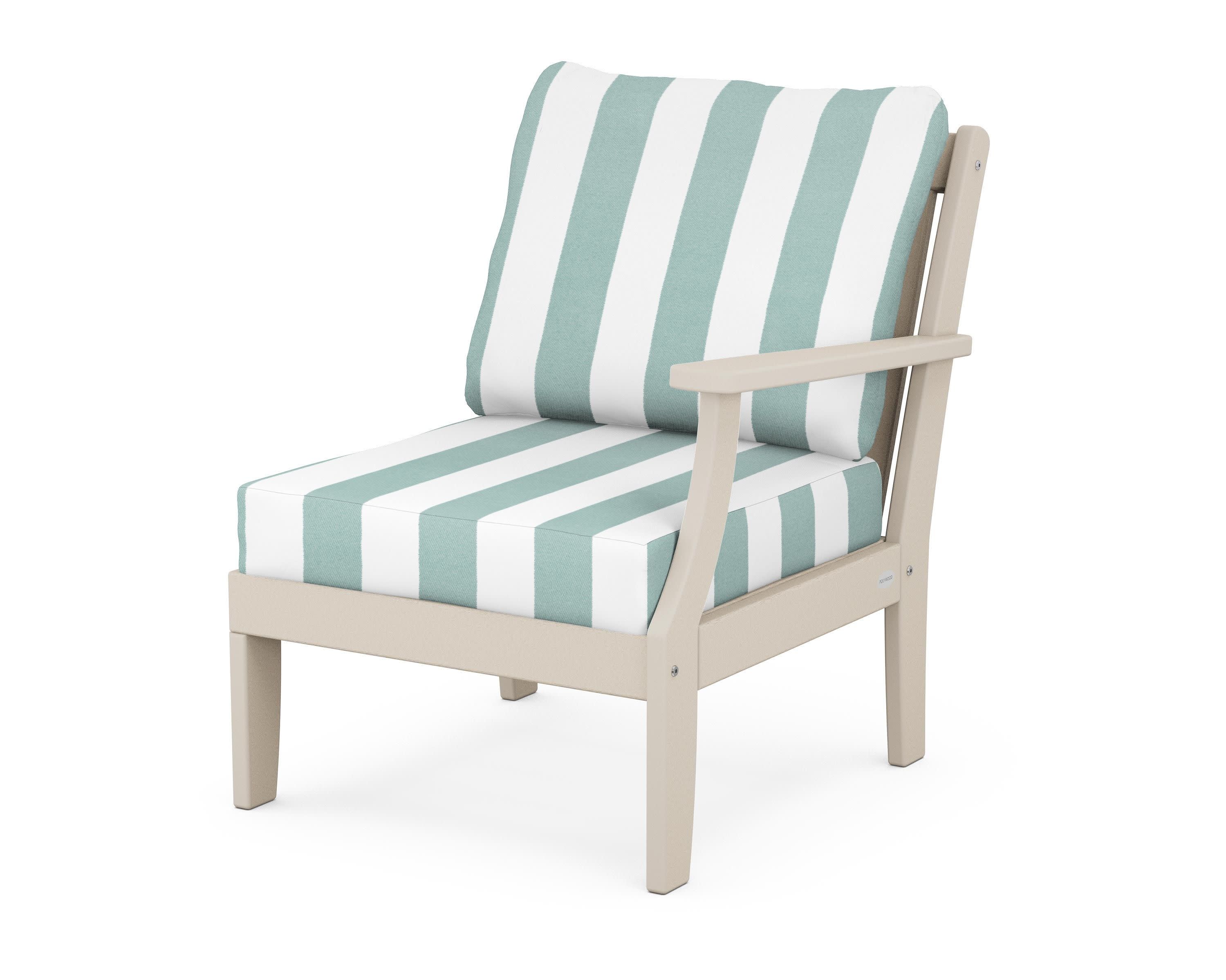 Braxton Modular Right Arm Chair in Sand / Cabana Stripe Glacier Spa