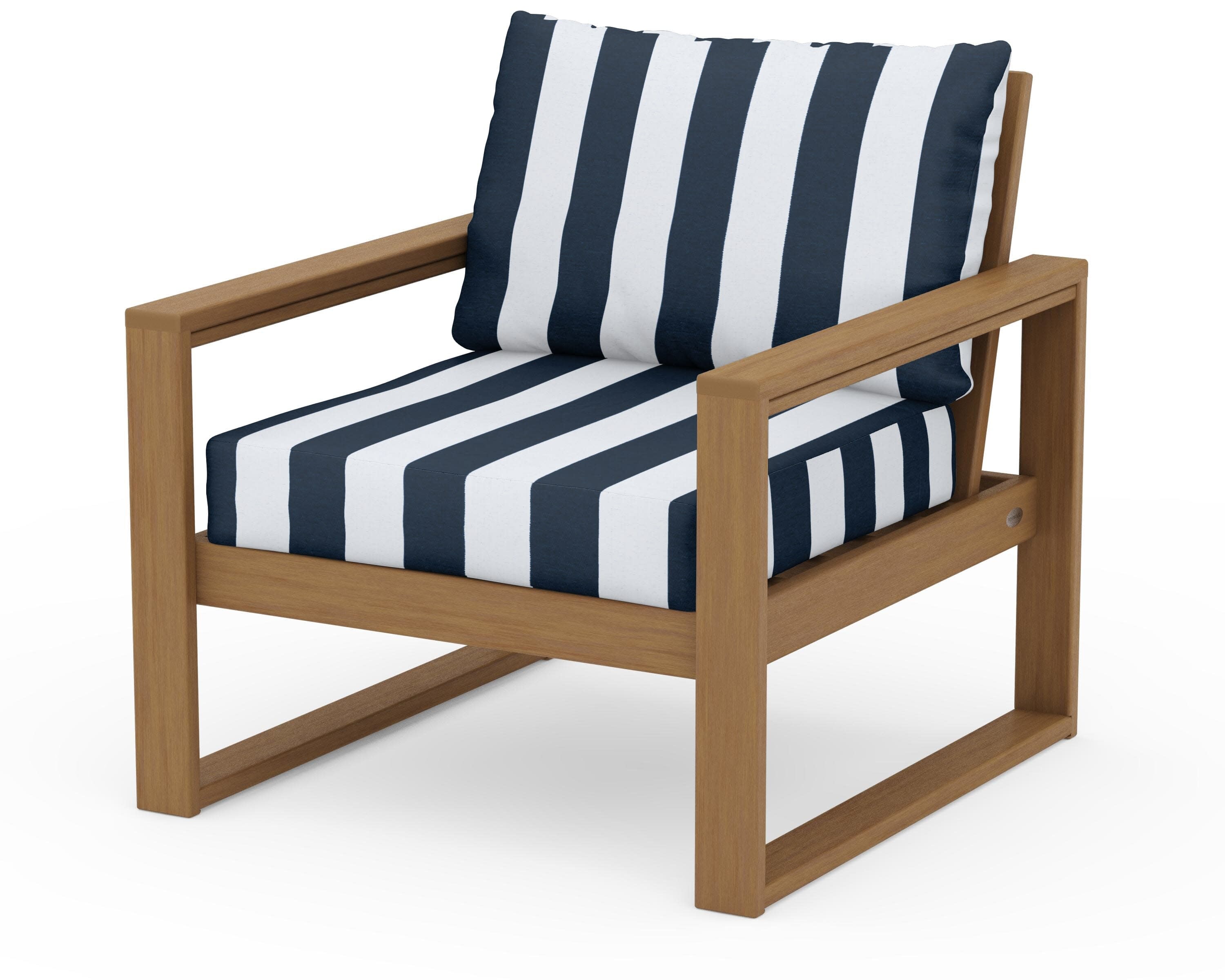 EDGE Club Chair in Natural / Cabana Stripe Marine Indigo