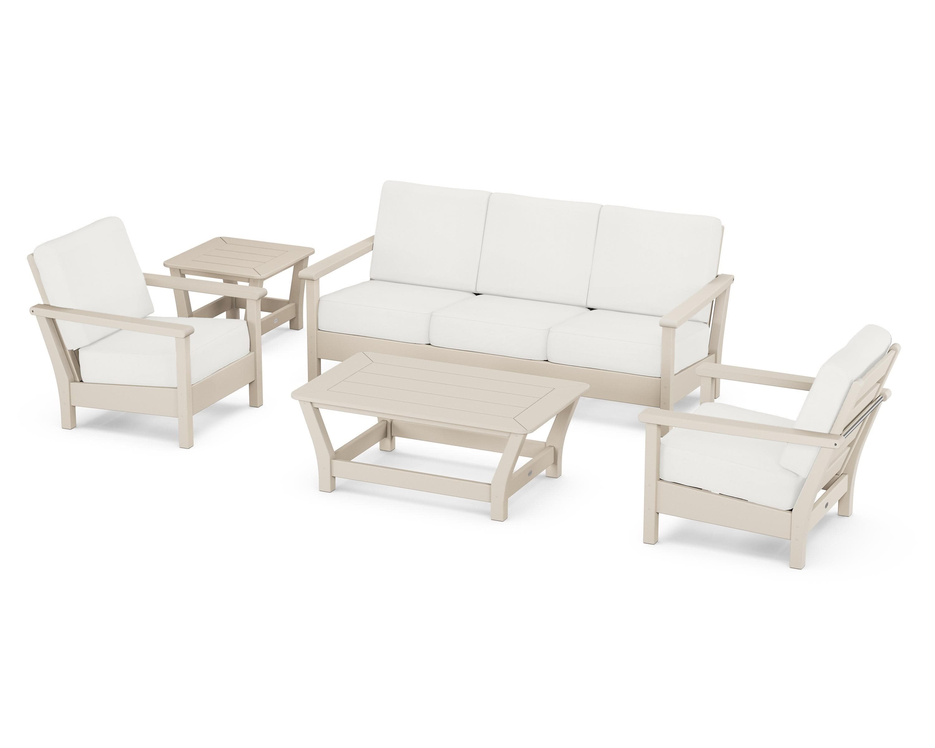 Harbour 5-Piece Deep Seating Set in Sand / Natural Linen
