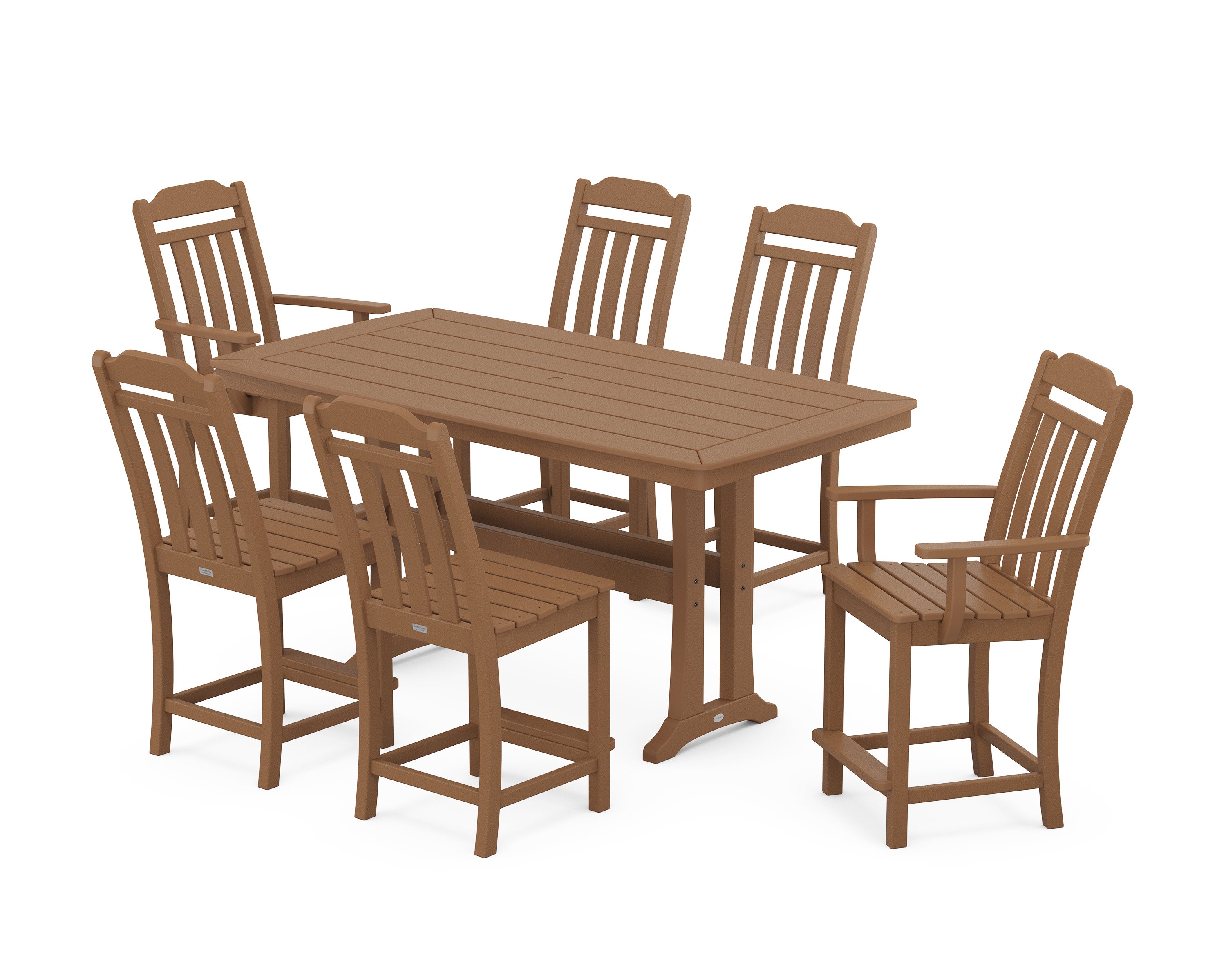 Cottage 7-Piece Counter Set with Trestle Legs in Teak