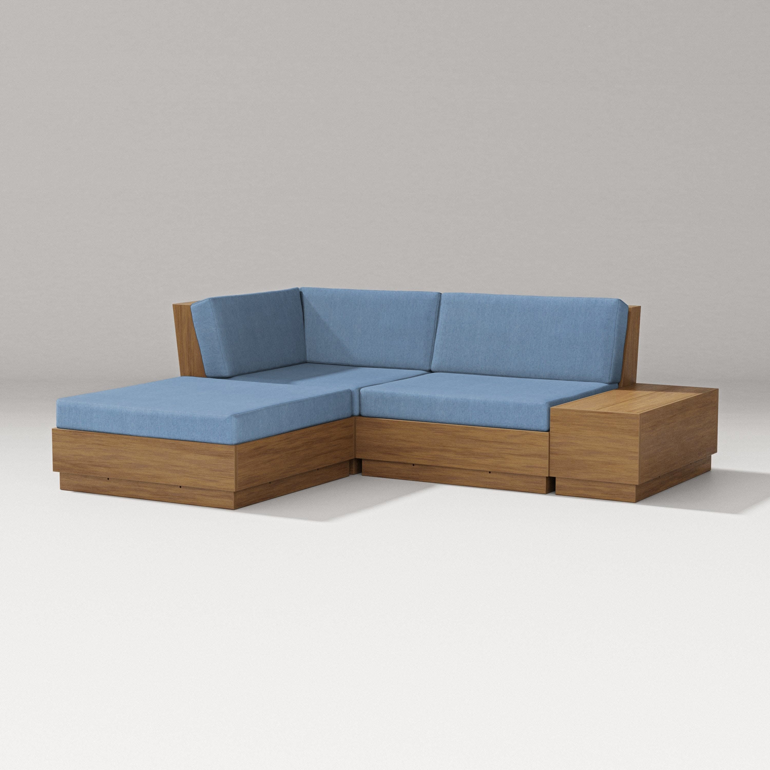 Elevate Loveseat Sectional with Chaise in Natural / Sky Blue