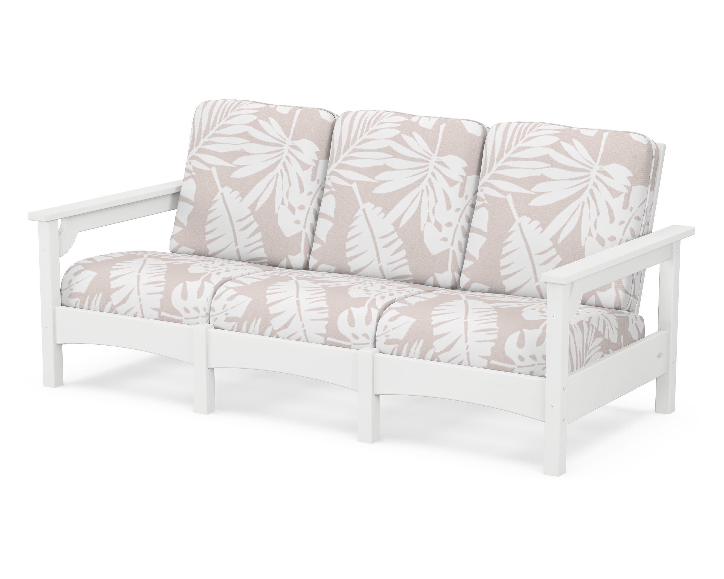 Club Sofa in White / Leaf Dune Burlap