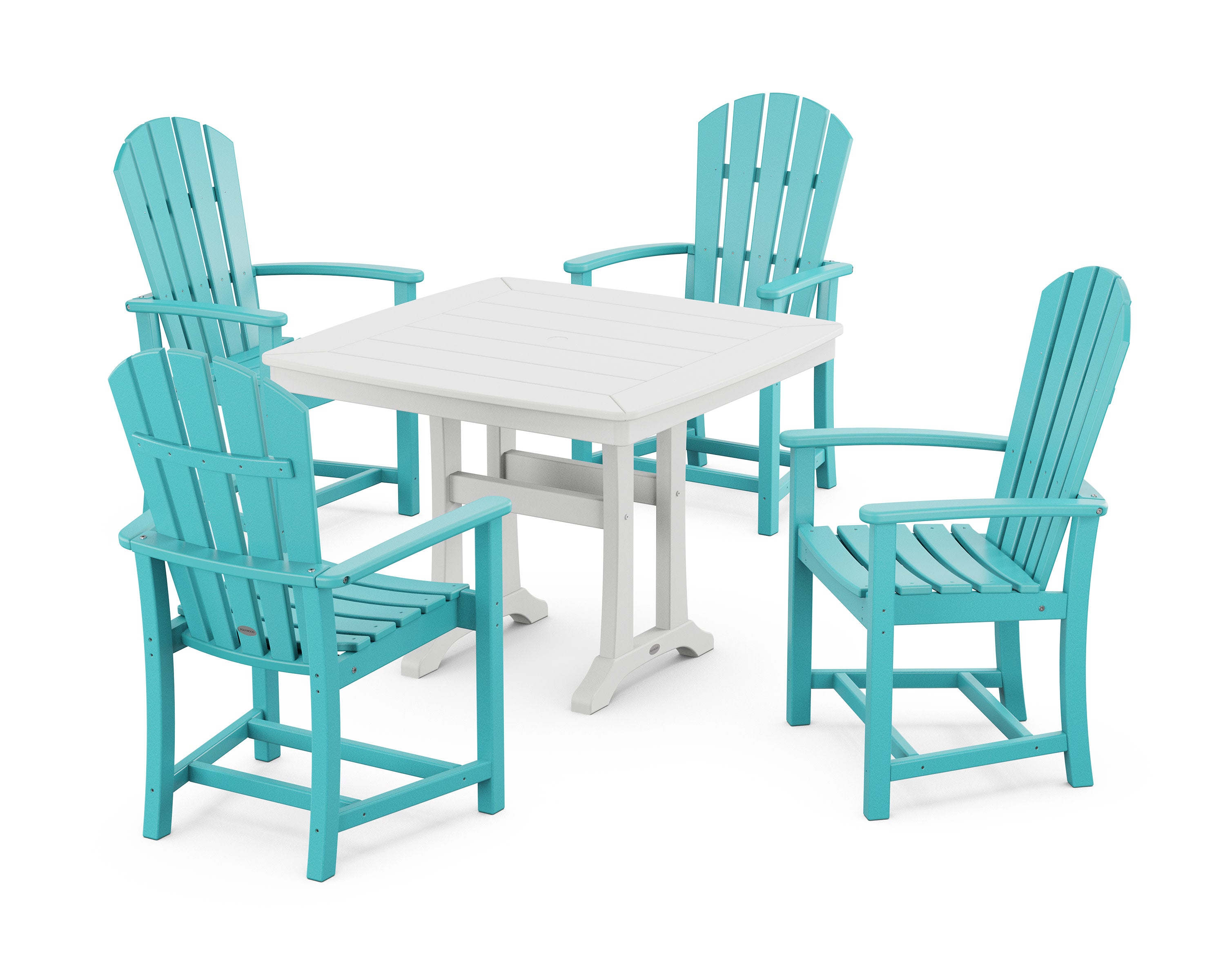 Palm Coast 5-Piece Dining Set with Trestle Legs in Aruba / White