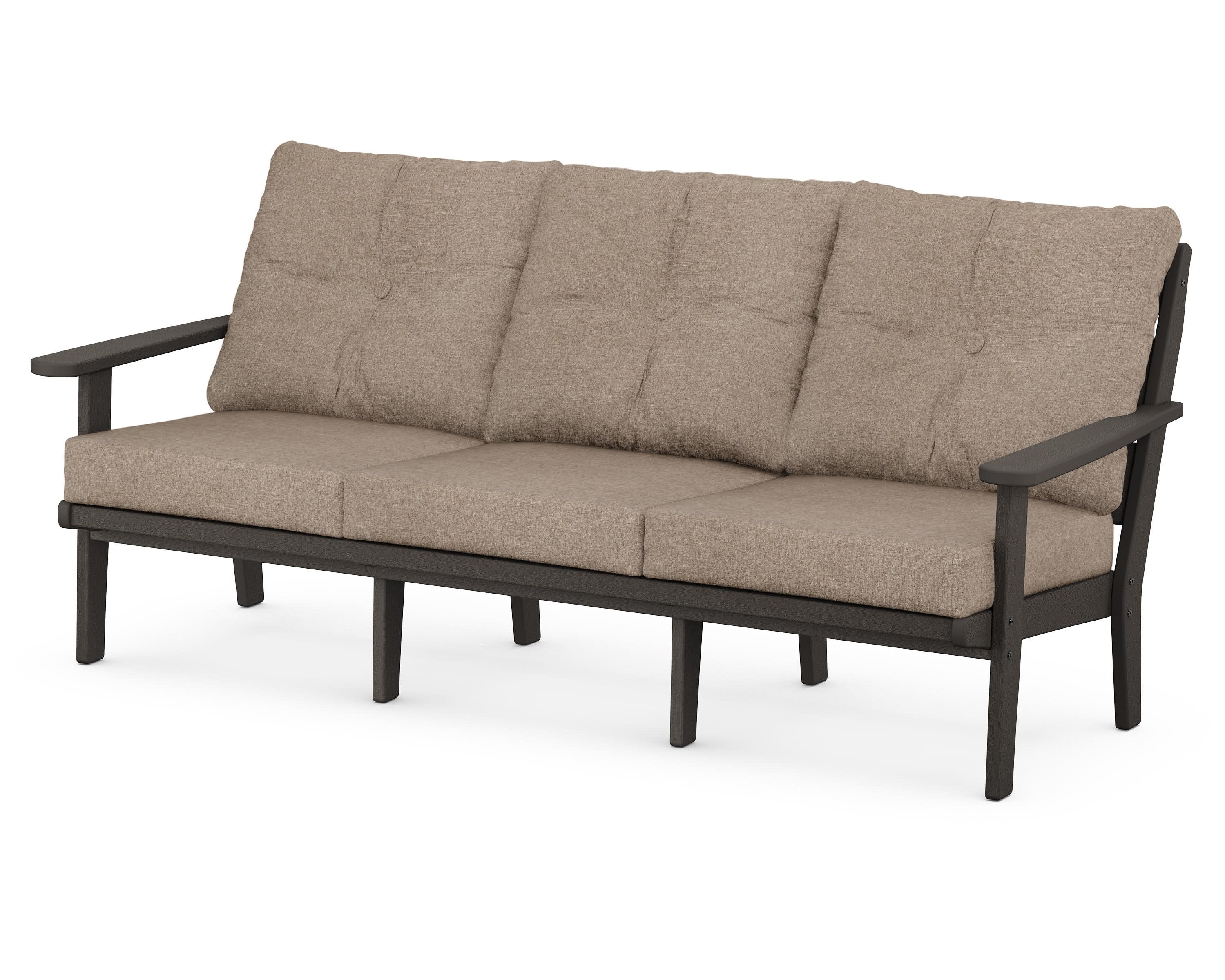 Lakeside Deep Seating Sofa in Vintage Coffee / Spiced Burlap