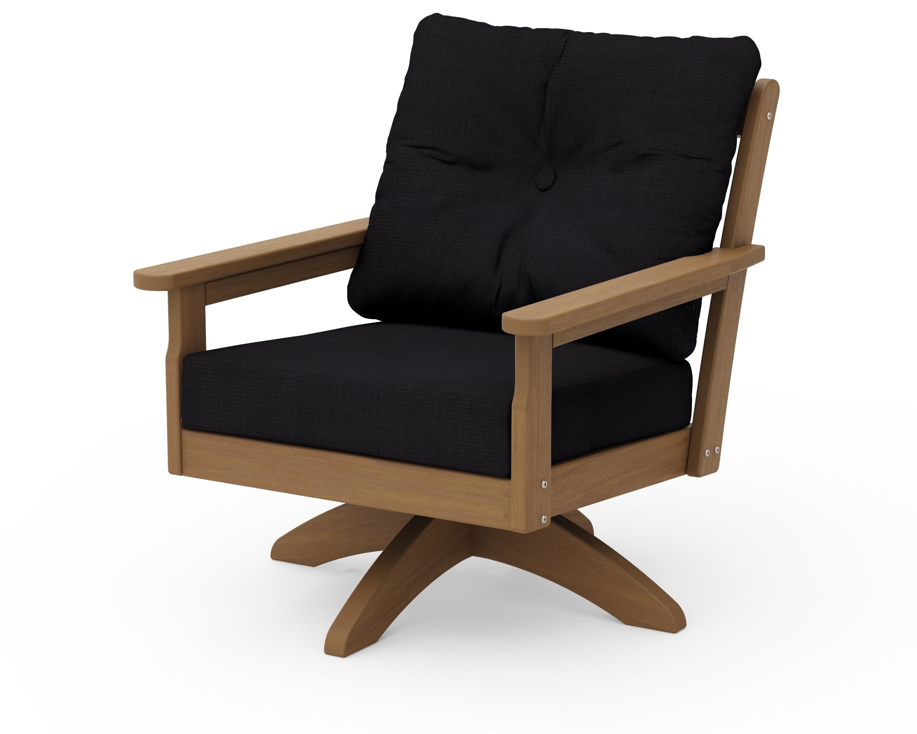 Vineyard Deep Seating Swivel Chair in Natural / Midnight Linen