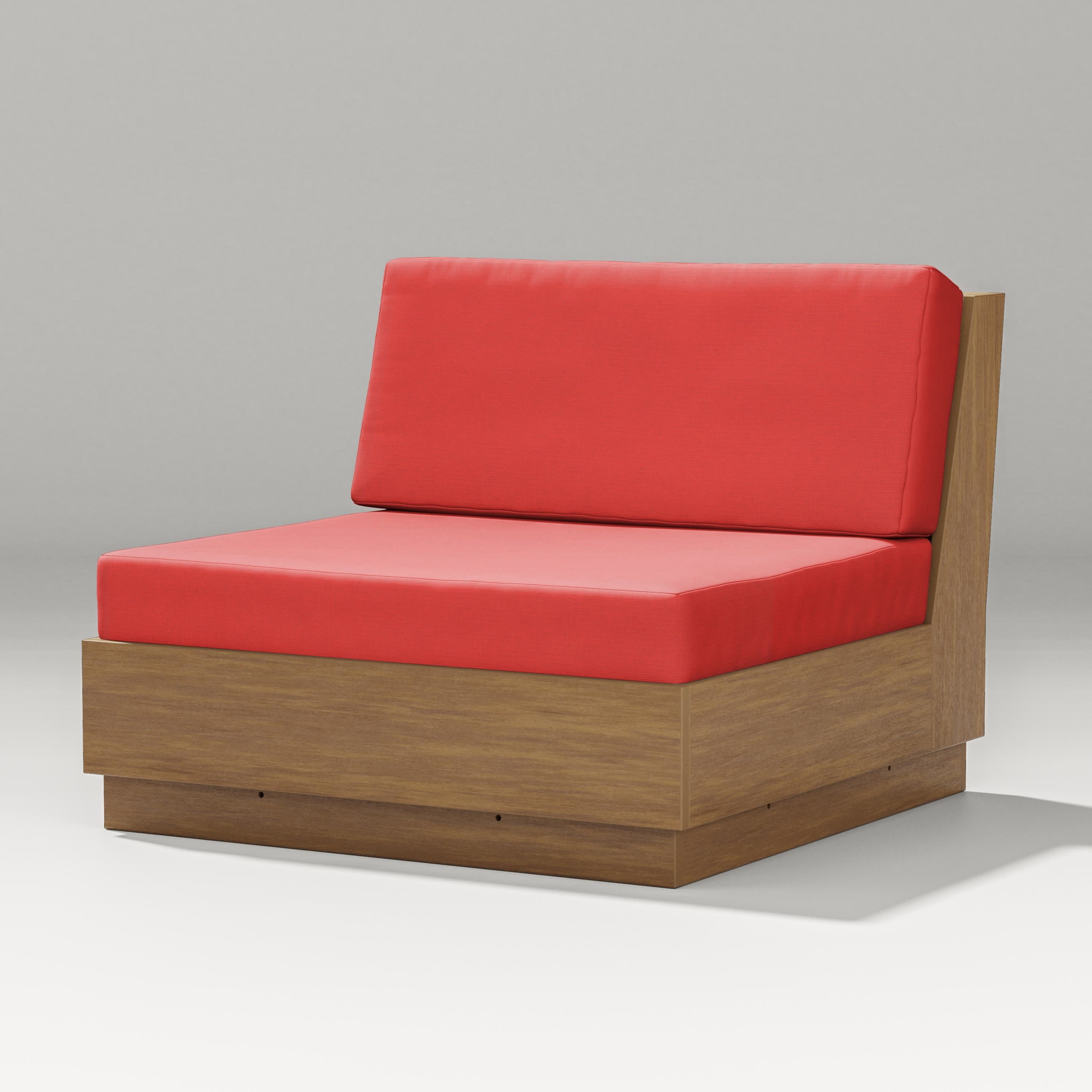 Elevate Modular Armless Chair in Natural / Crimson Linen