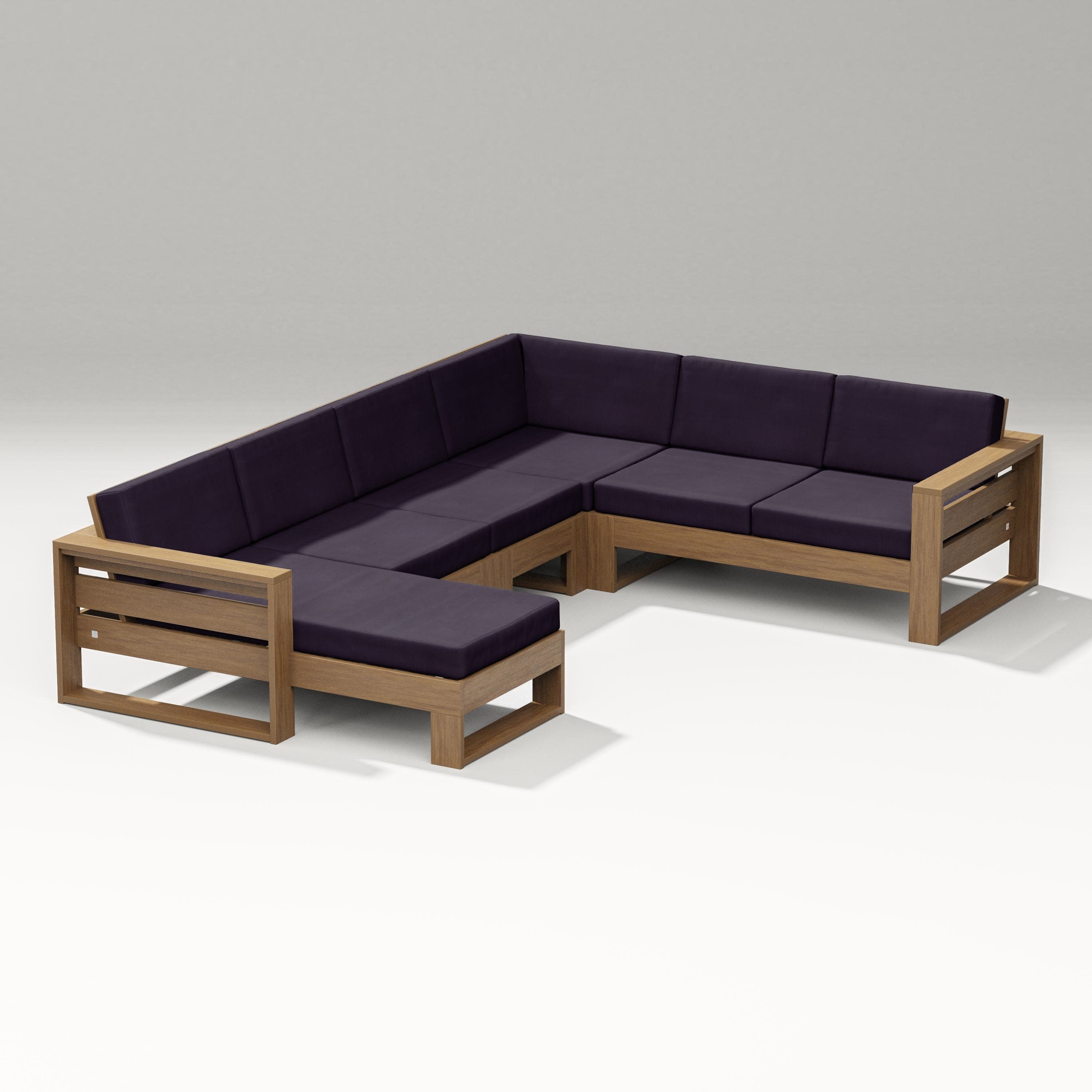Latitude Corner Sectional with Left Chaise in Natural / Navy Linen
