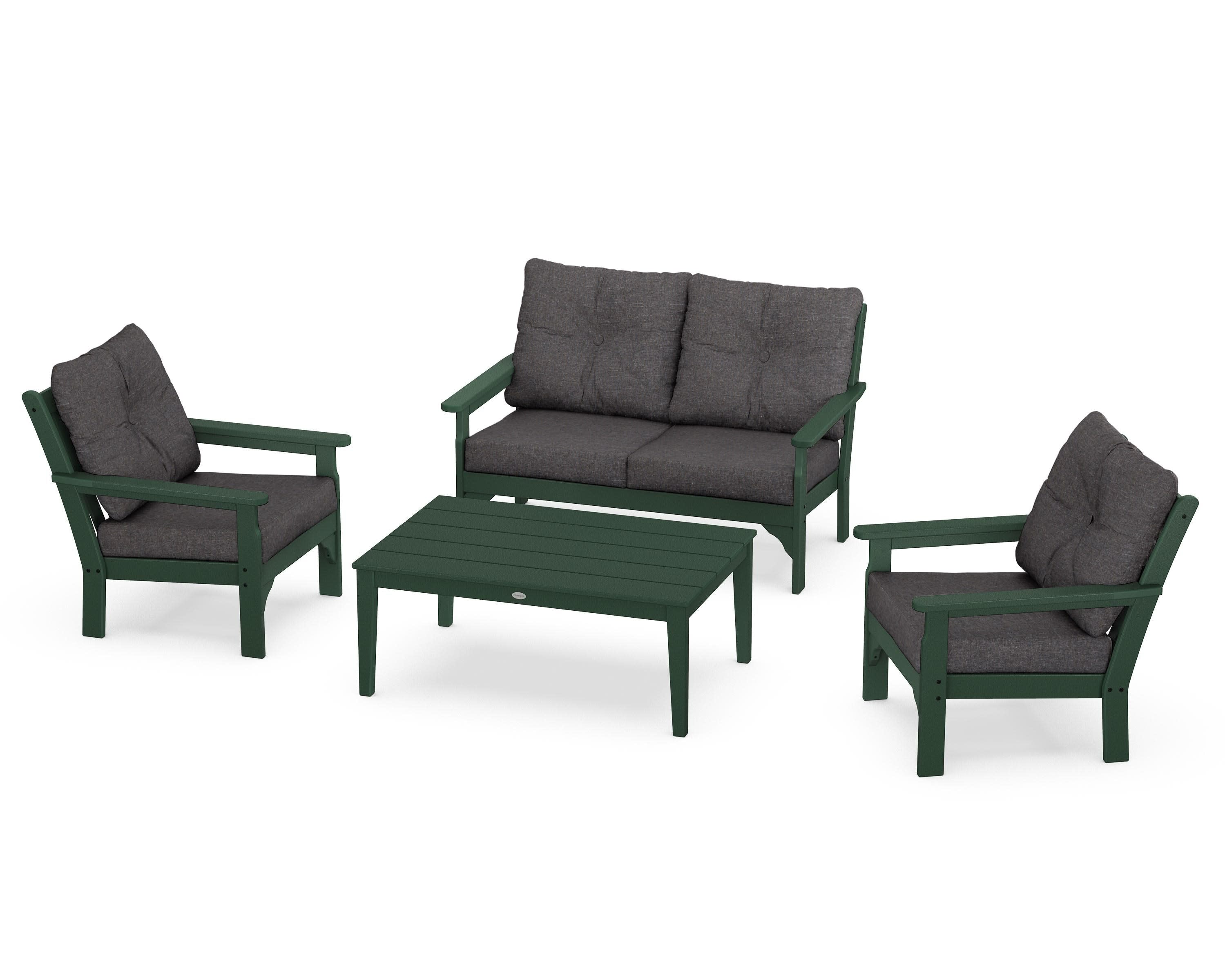 Vineyard 4-Piece Deep Seating Set in Green / Ash Charcoal