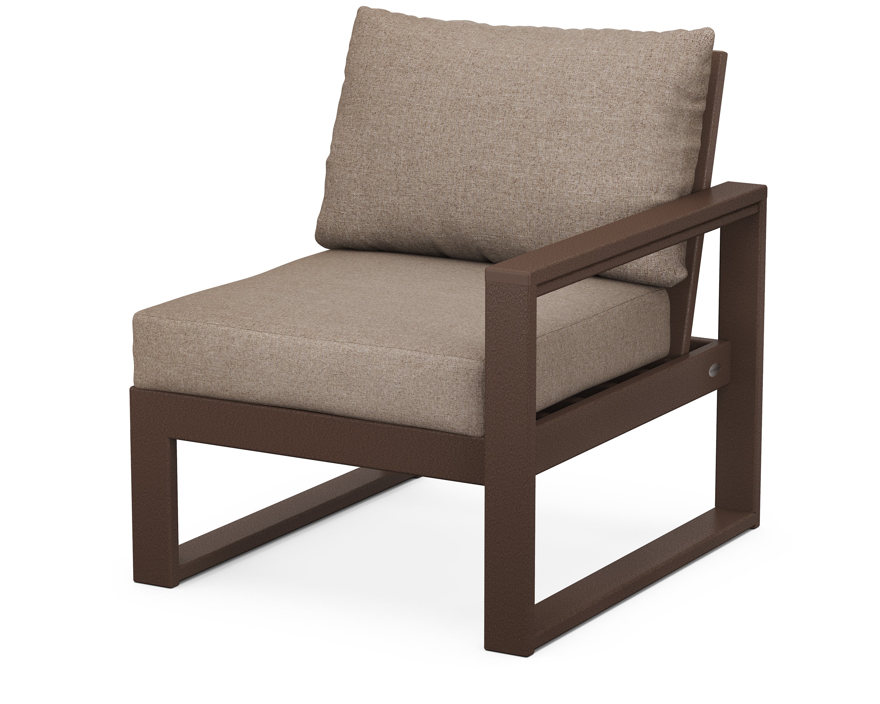 EDGE Modular Right Arm Chair in Mahogany / Spiced Burlap