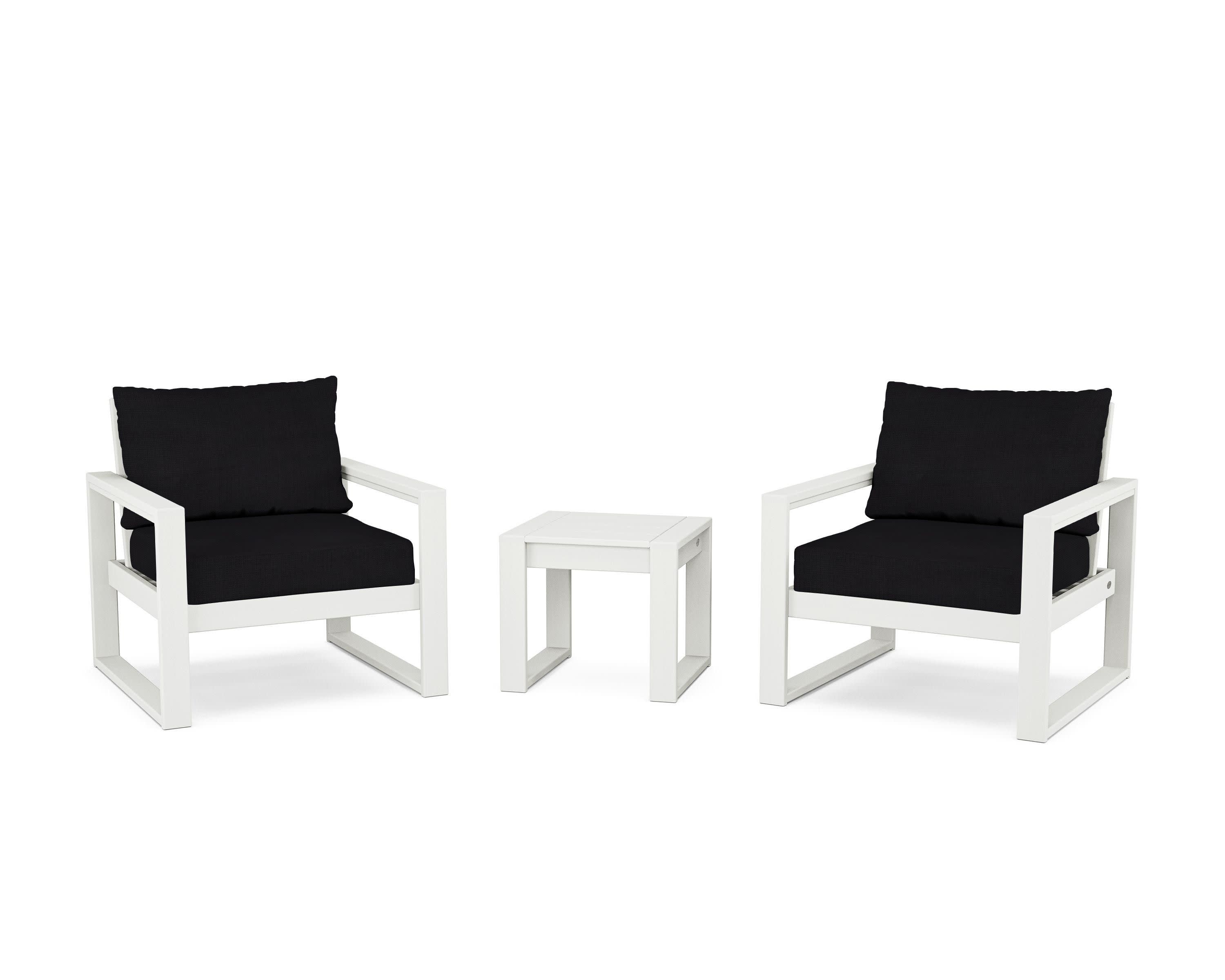 EDGE Sectional 3-Piece Deep Seating Set in Vintage White / Midnight Linen