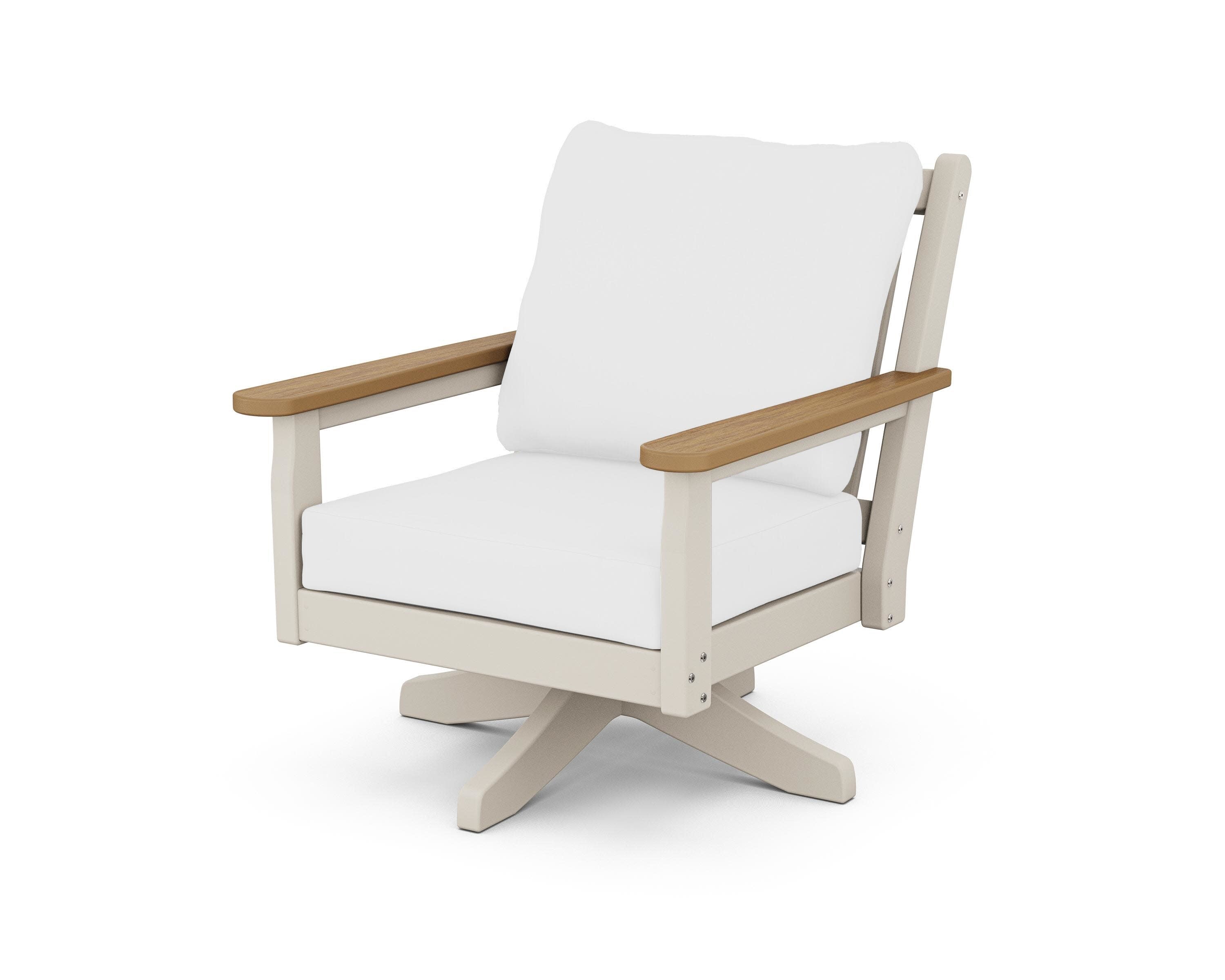 Chippendale Deep Seating Swivel Chair in Sand / Natural / Natural