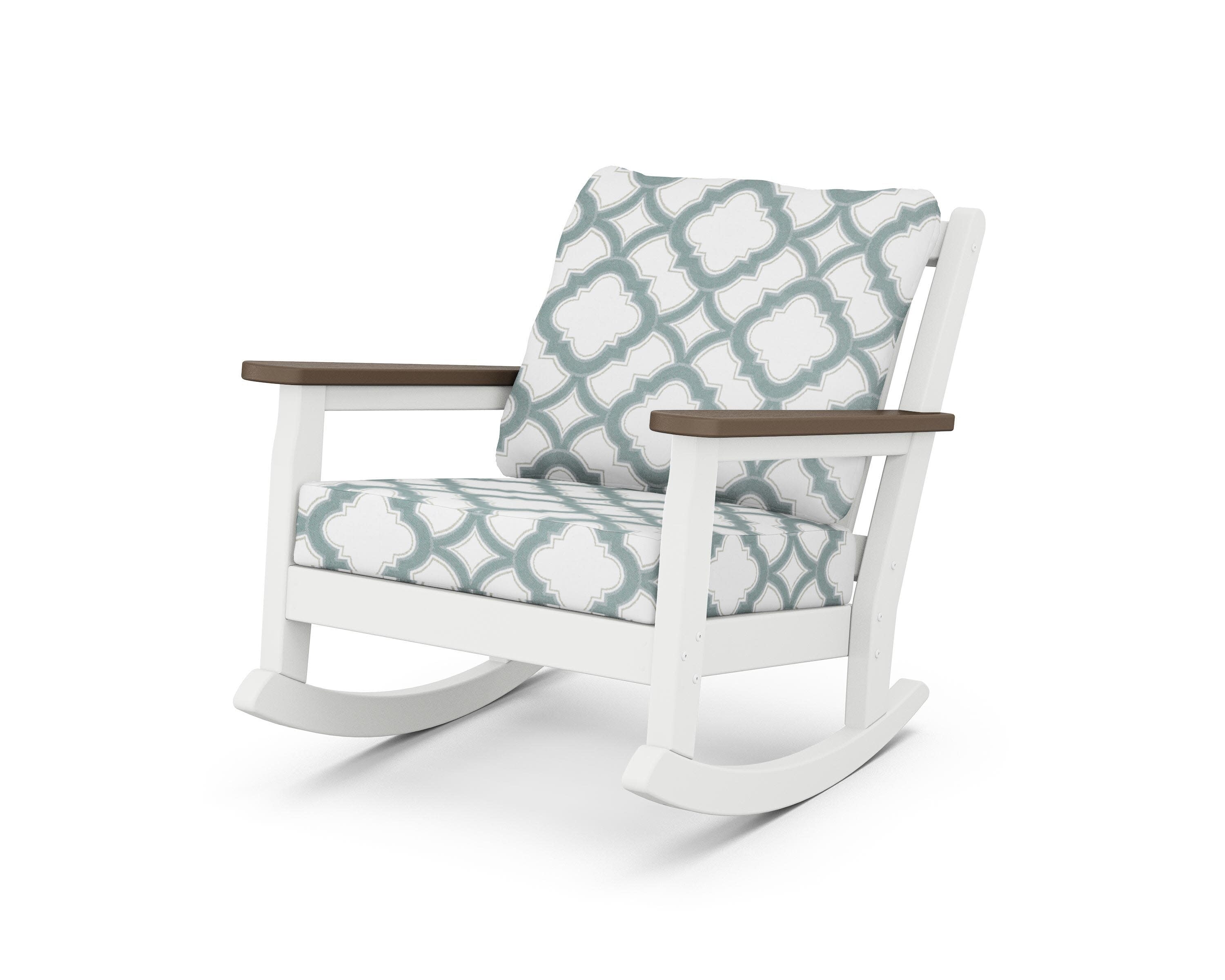Chippendale Deep Seating Rocking Chair in White / Kona / Trellis Glacier Spa