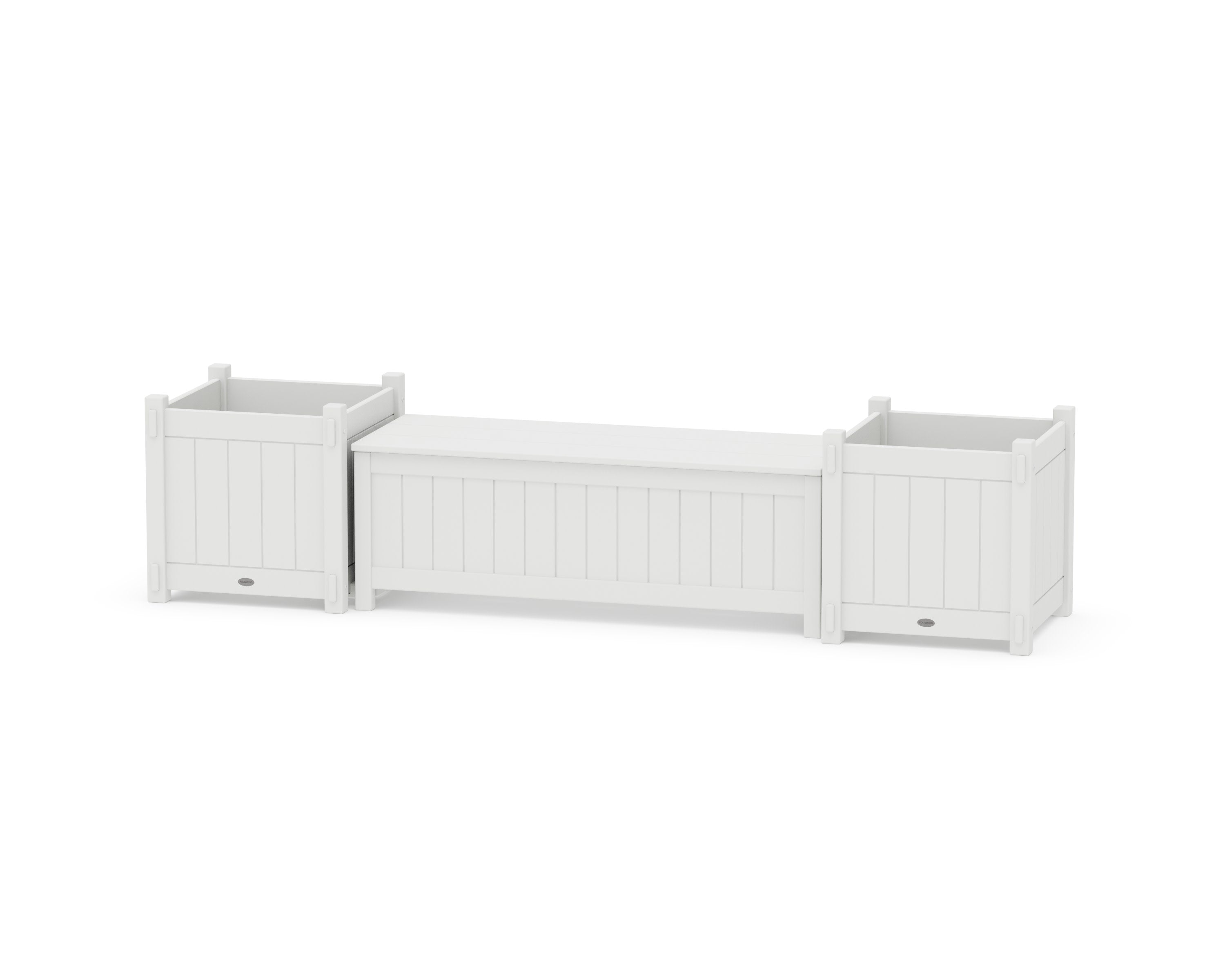 48" Vineyard Straight Planter Storage Bench Set- Large in White