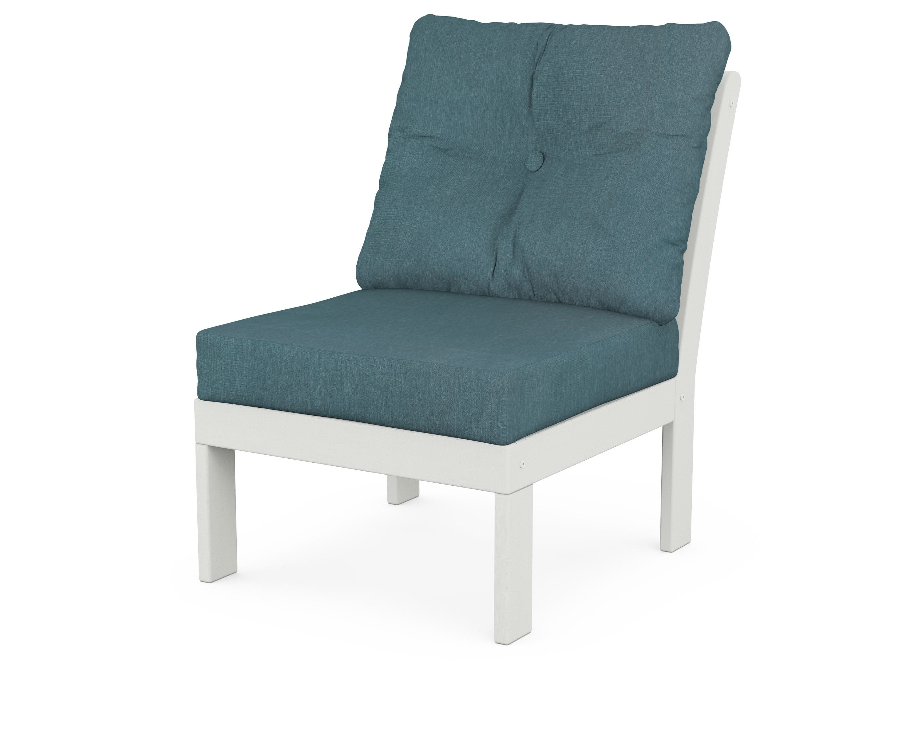 Vineyard Modular Armless Chair in Vintage White / Ocean Teal