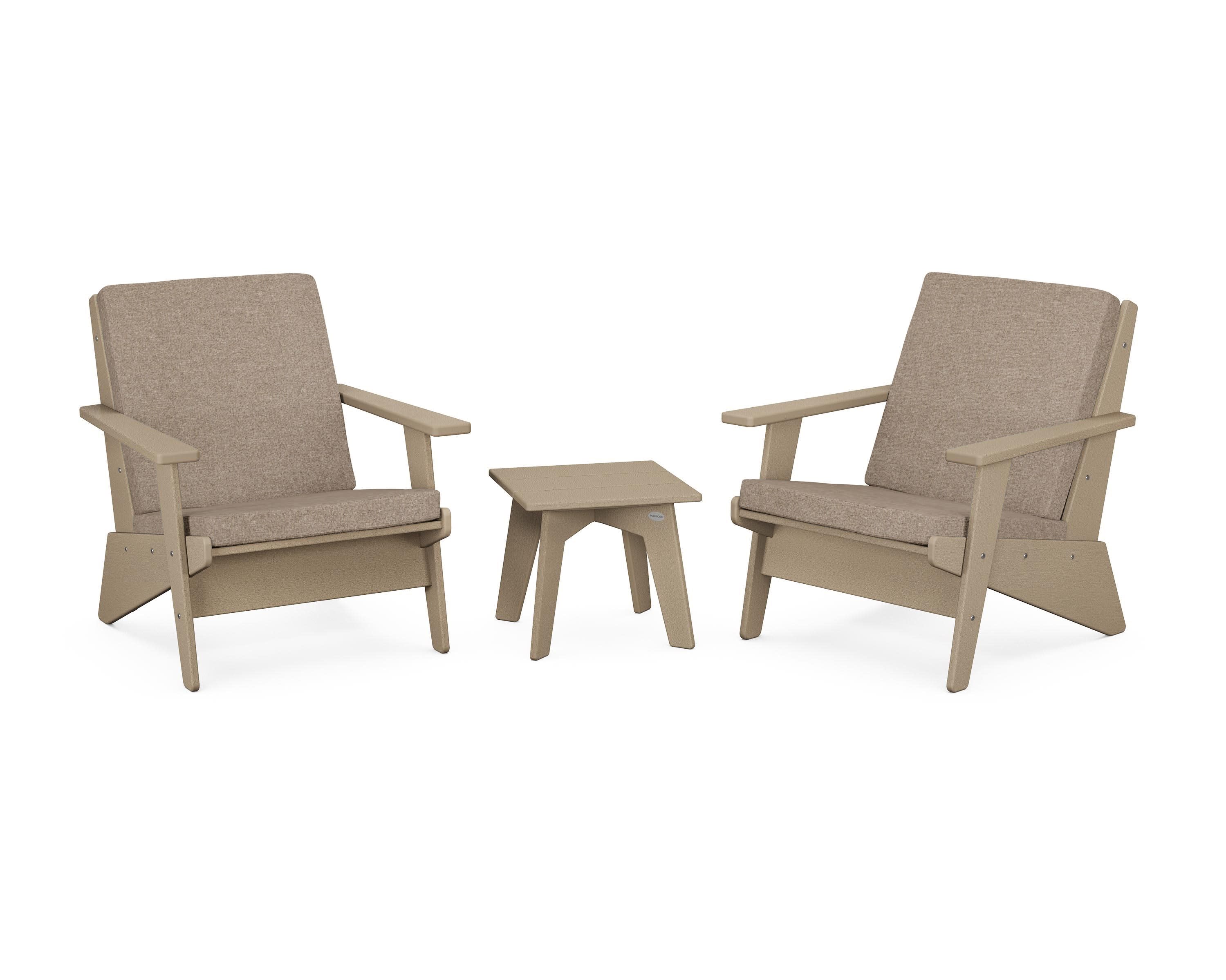 Riviera Modern Lounge 3-Piece Set in Vintage Sahara / Spiced Burlap