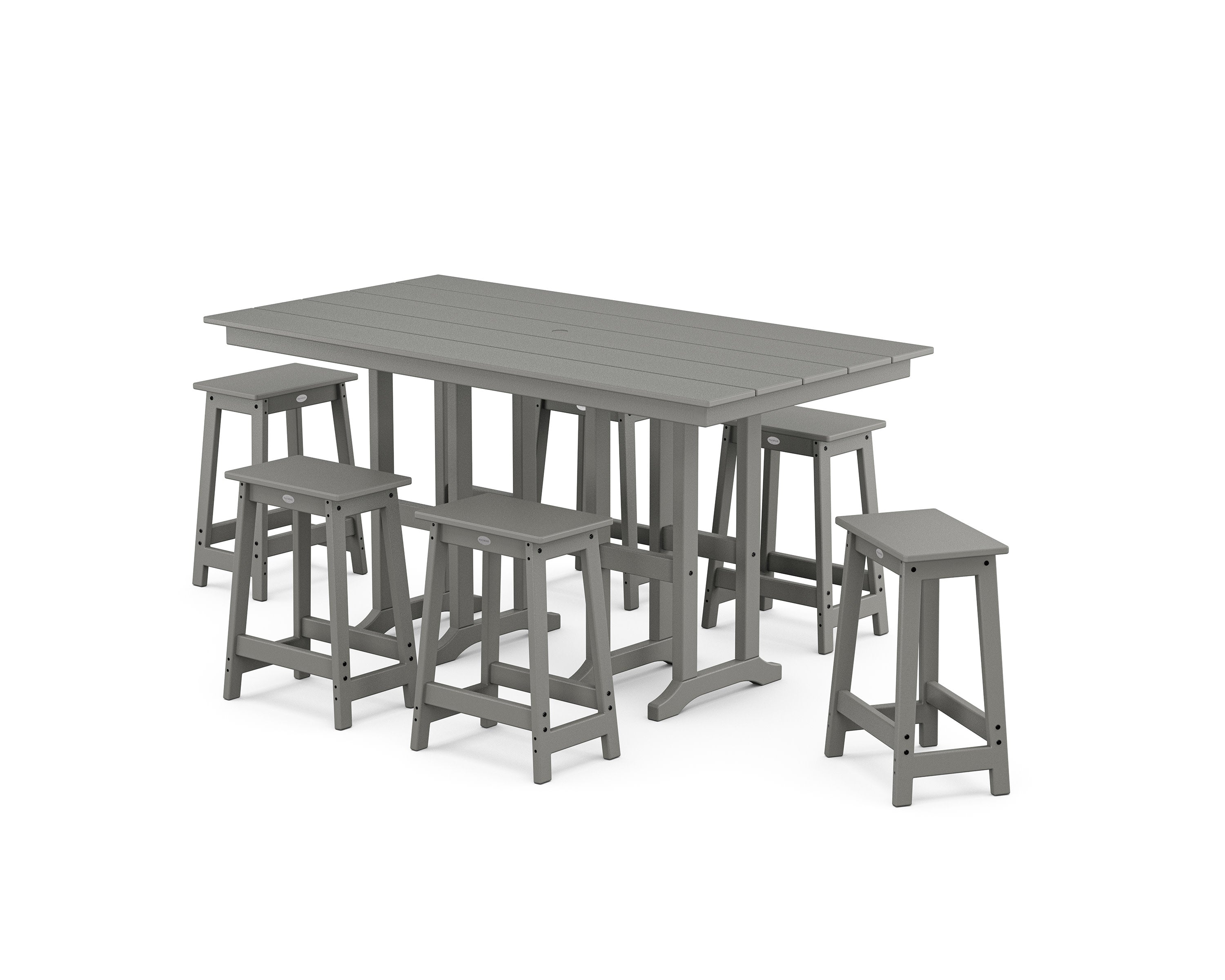 Modern Studio Counter Stool 7-Piece Set in Slate Grey