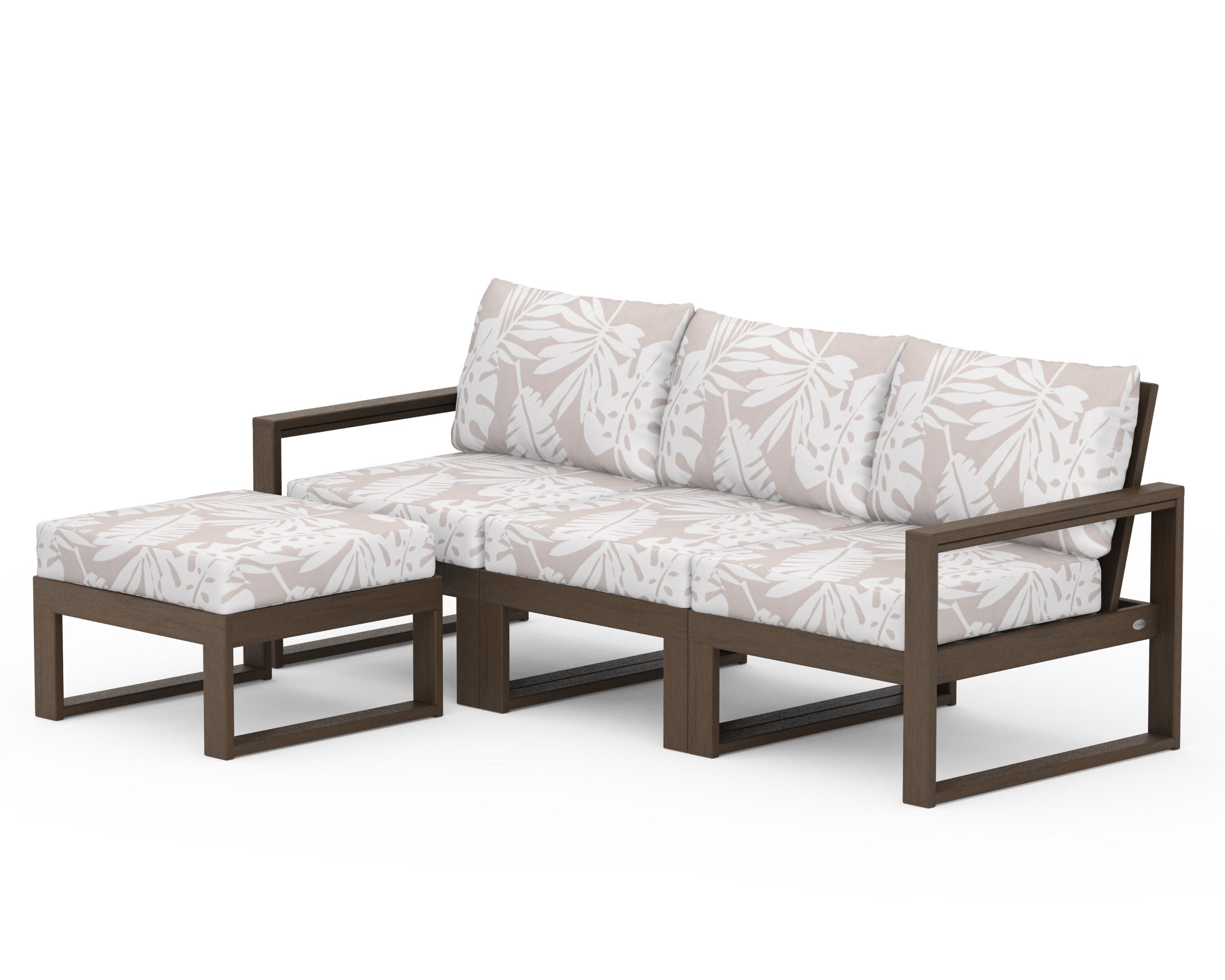 EDGE 4-Piece Modular Deep Seating Set with Ottoman in Kona / Leaf Dune Burlap