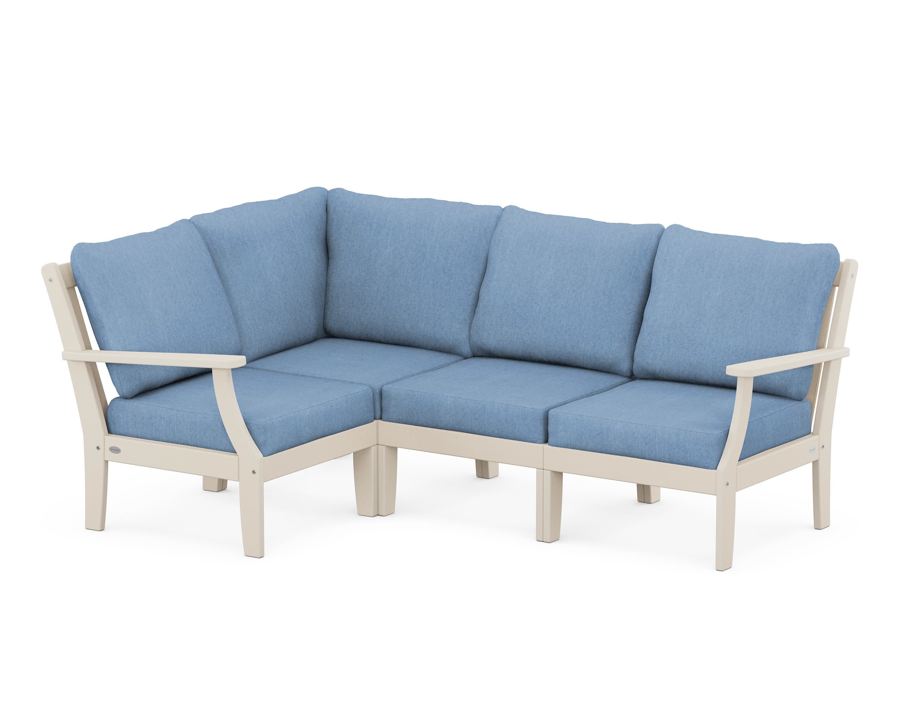 Braxton Modular 4-Piece Deep Seating Set in Sand / Sky Blue