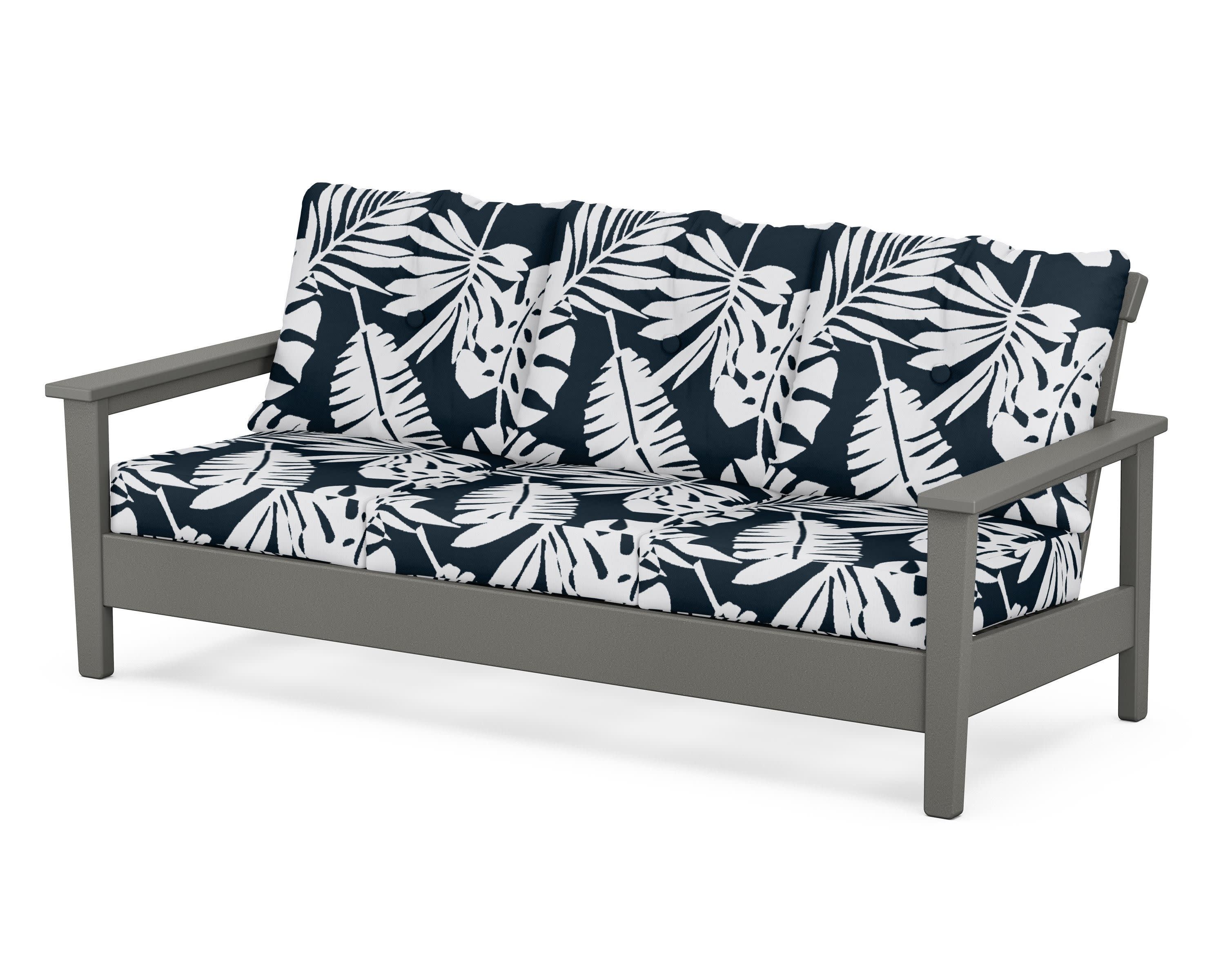 Prescott Deep Seating Sofa in Slate Grey / Leaf Marine Indigo