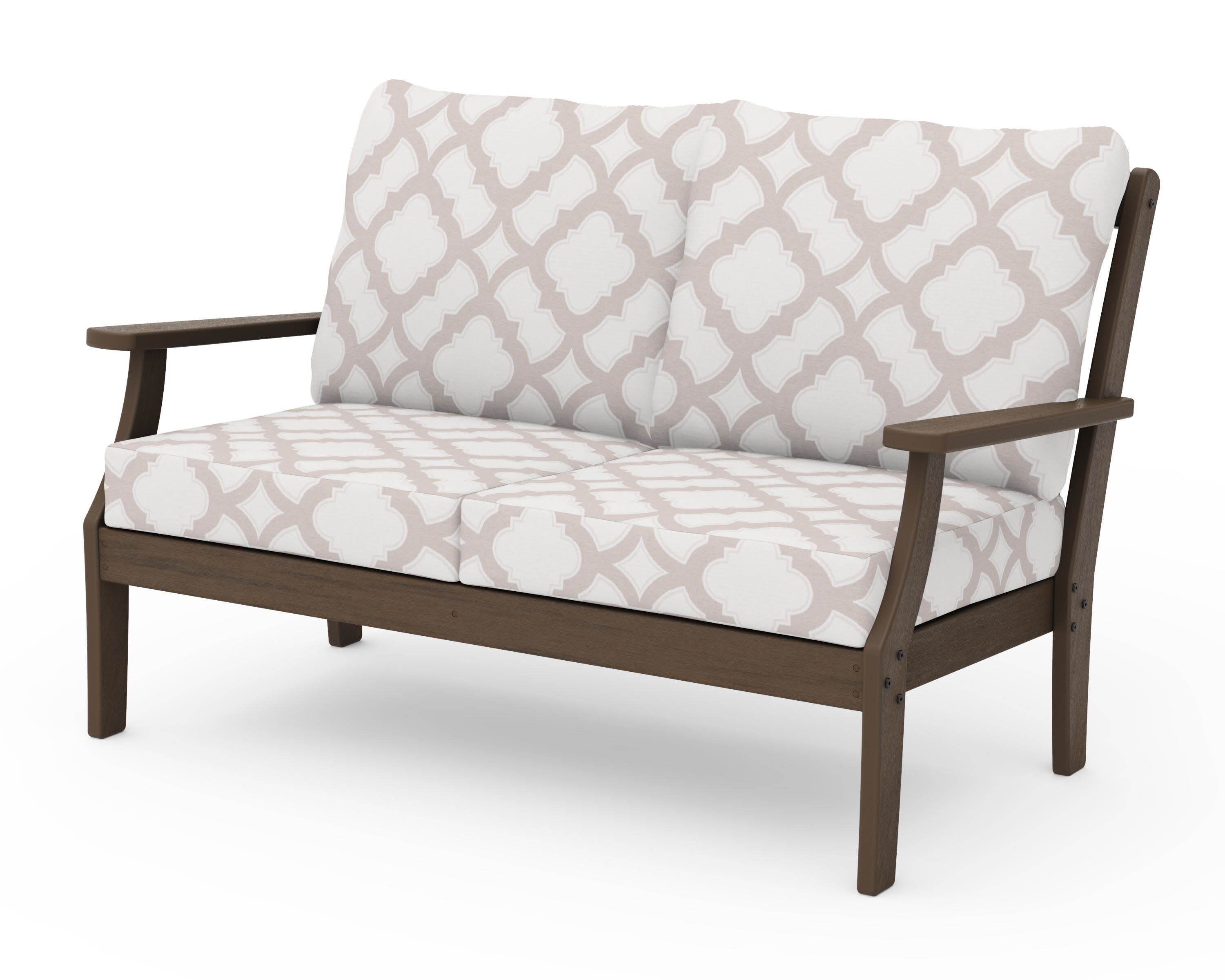 Braxton Deep Seating Loveseat in Kona / Trellis Dune Burlap