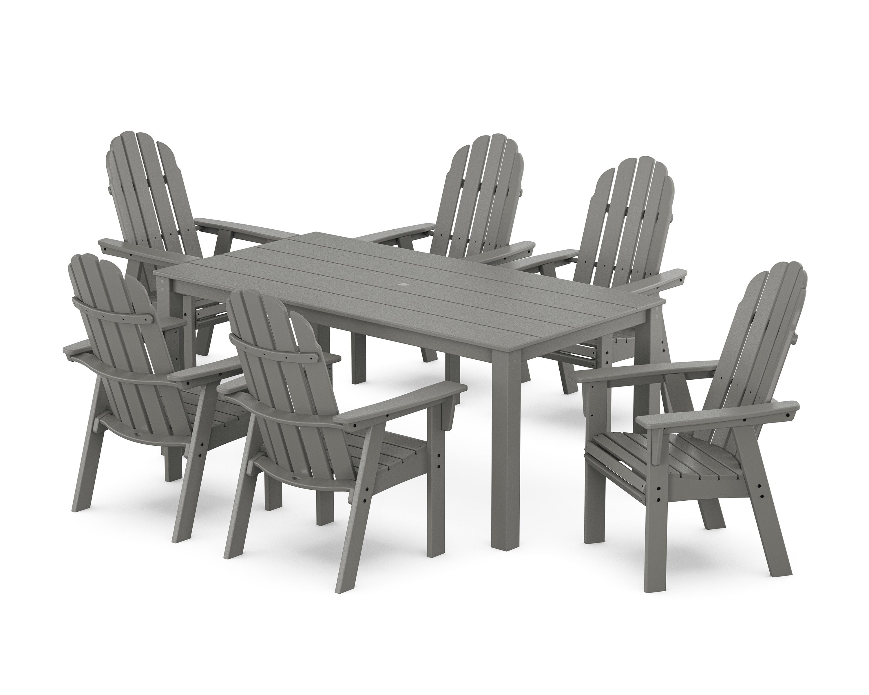 Vineyard Curveback Adirondack 7-Piece Parsons Dining Set in Slate Grey