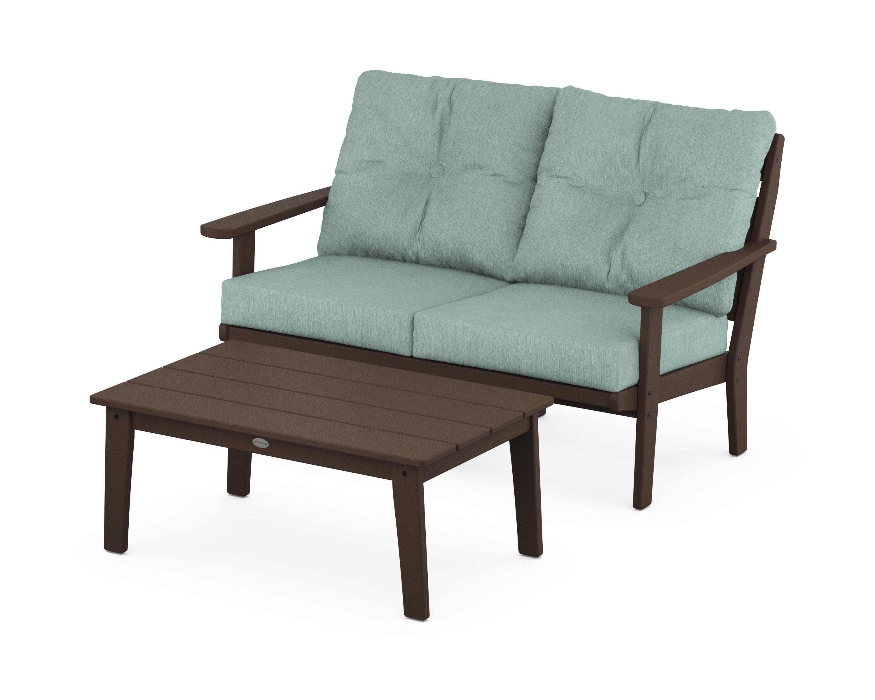 Lakeside 2-Piece Lounge Loveseat Set in Mahogany / Glacier Spa