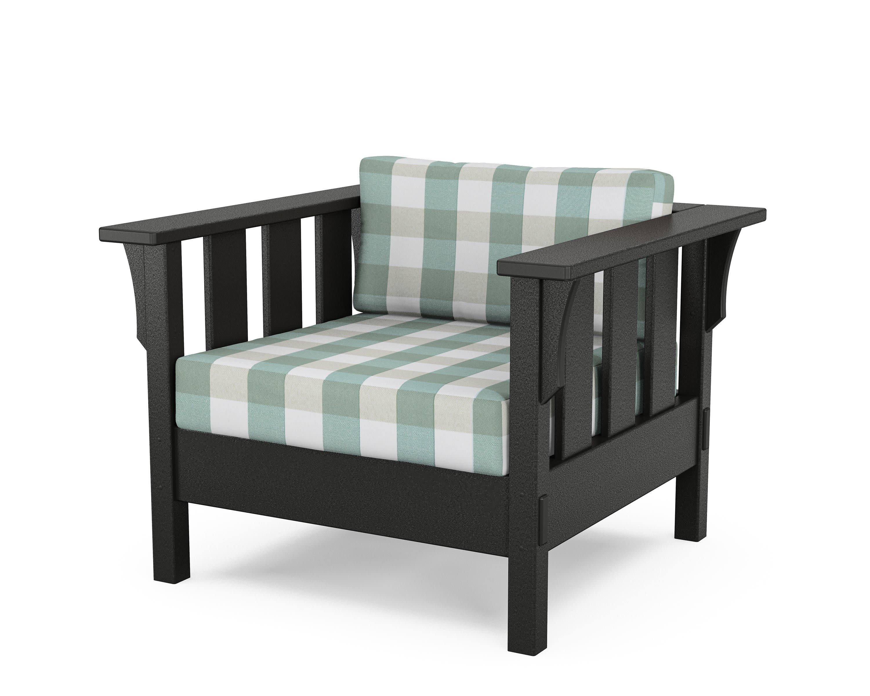 Acadia Deep Seating Chair in Black / Buffalo Plaid Glacier Spa