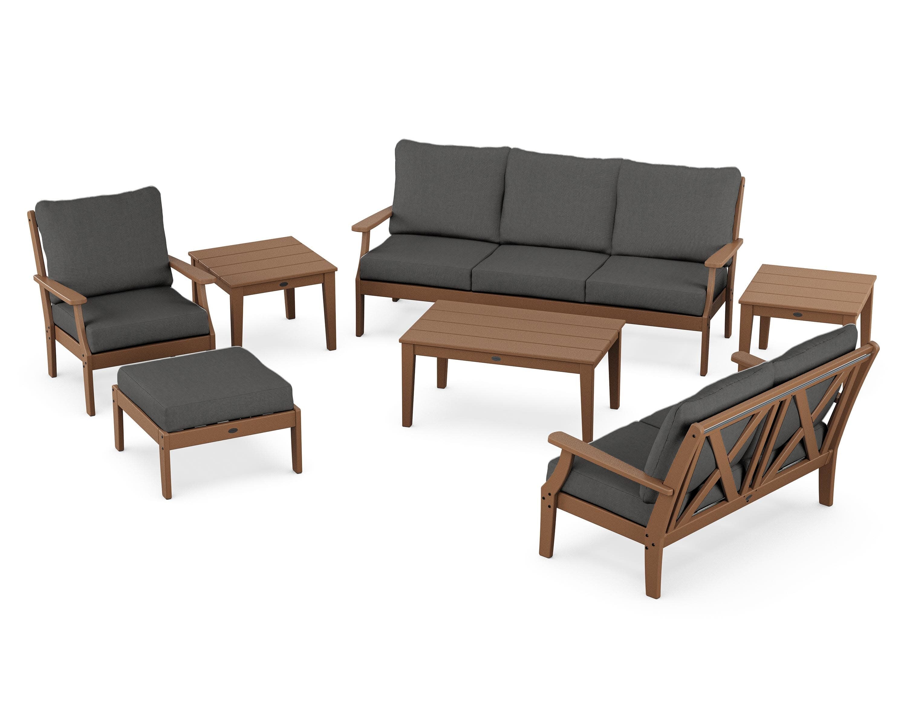Braxton 7-Piece Deep Seating Set in Teak / Spectrum Carbon