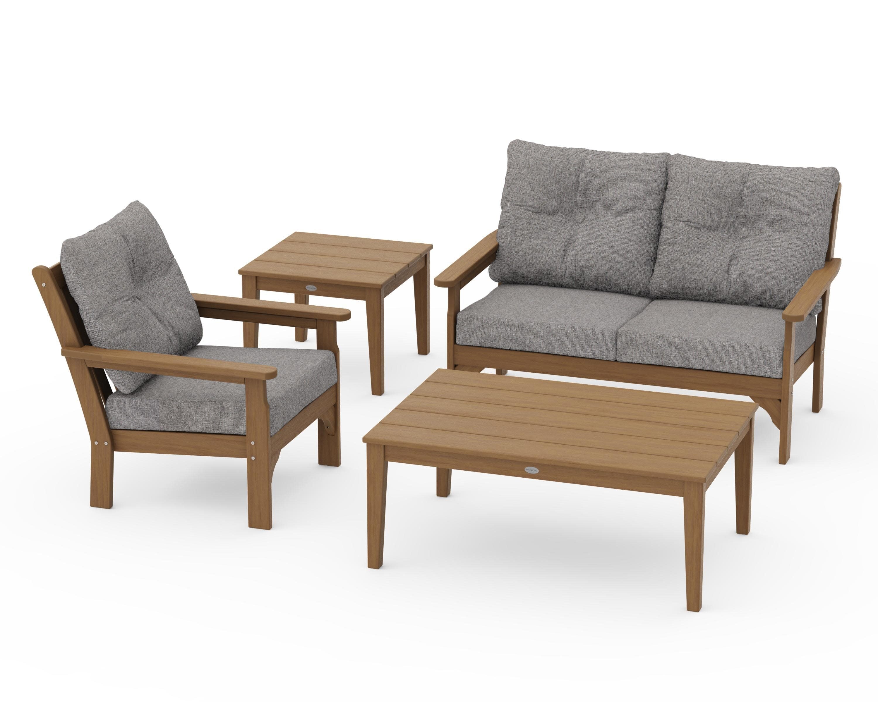 Vineyard 4-Piece Deep Seating Set in Natural / Grey Mist