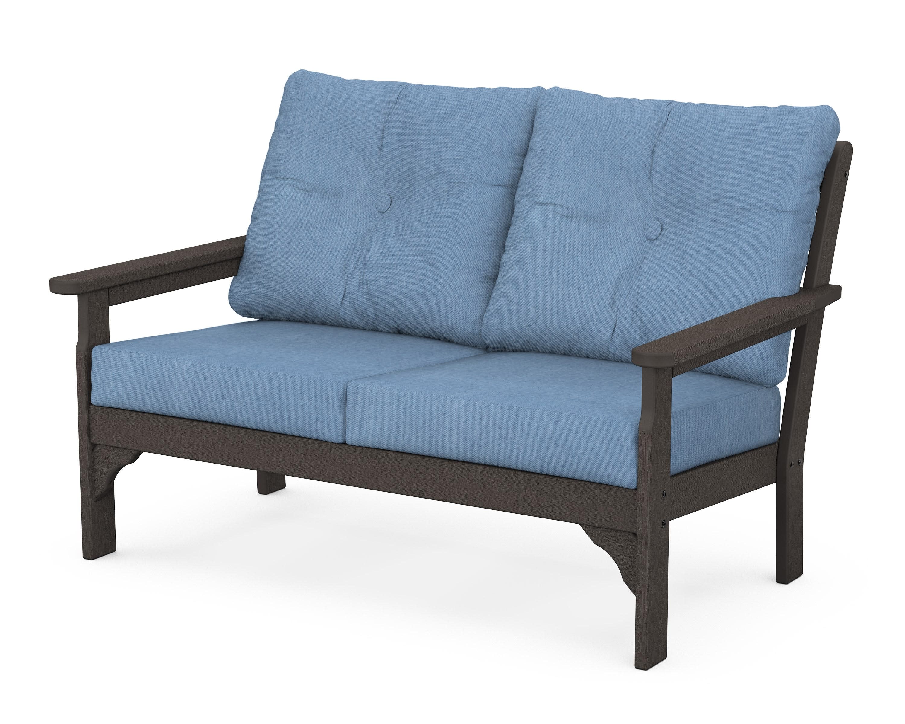 Vineyard Deep Seating Loveseat in Vintage Coffee / Sky Blue