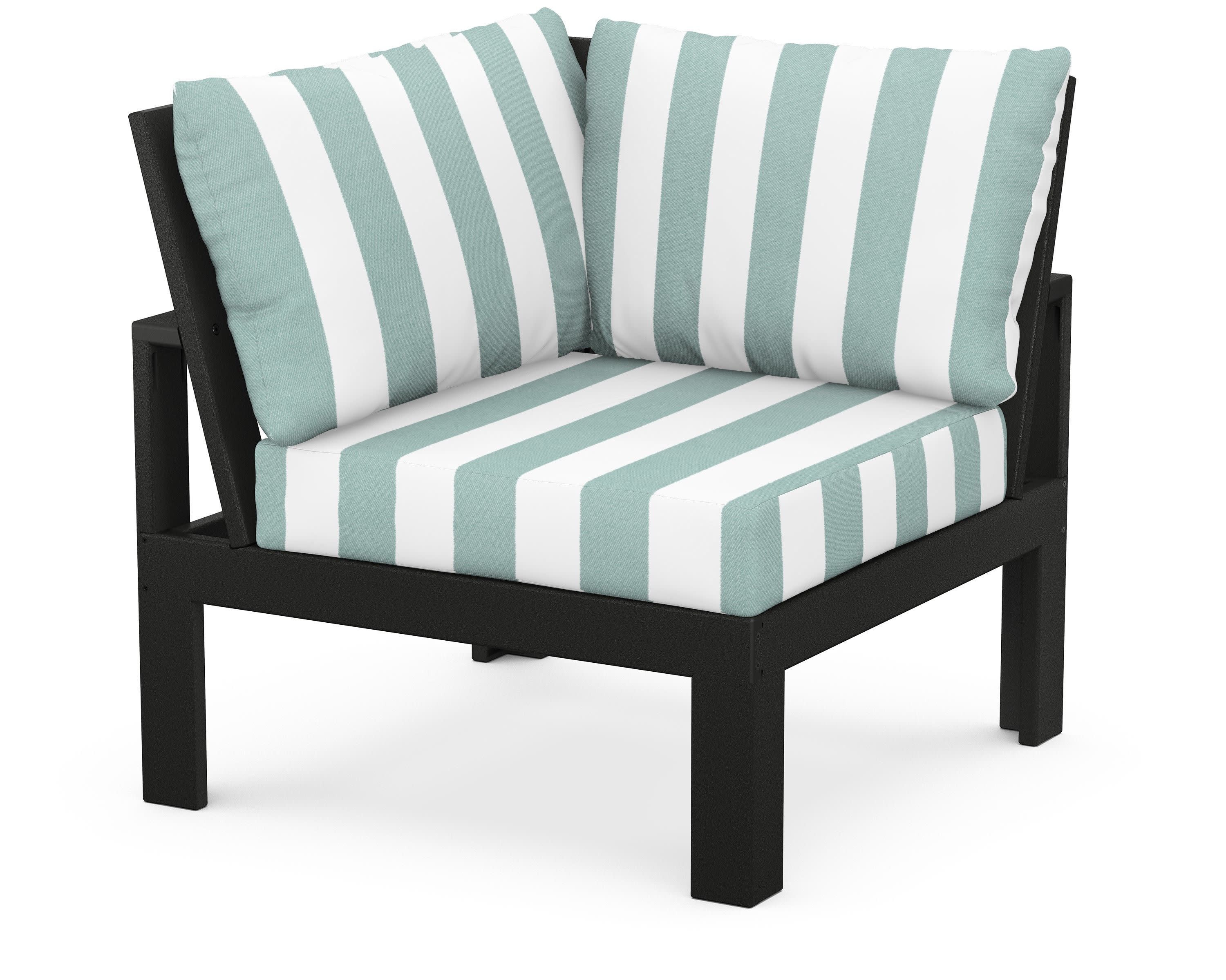 Modular Corner Chair in Black / Cabana Stripe Glacier Spa