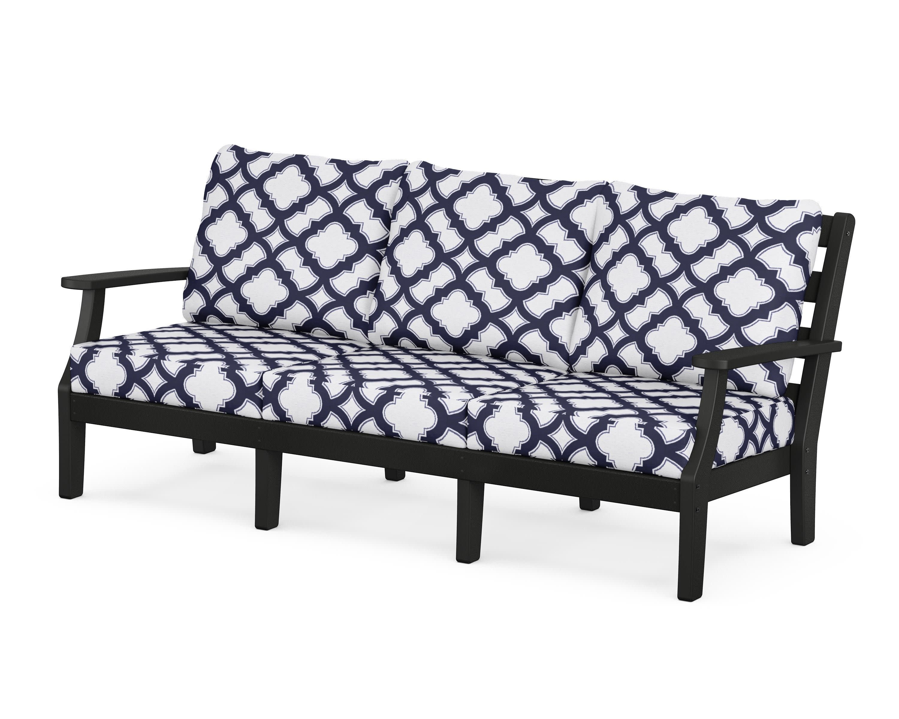Chesapeake Deep Seating Sofa in Black / Trellis Navy