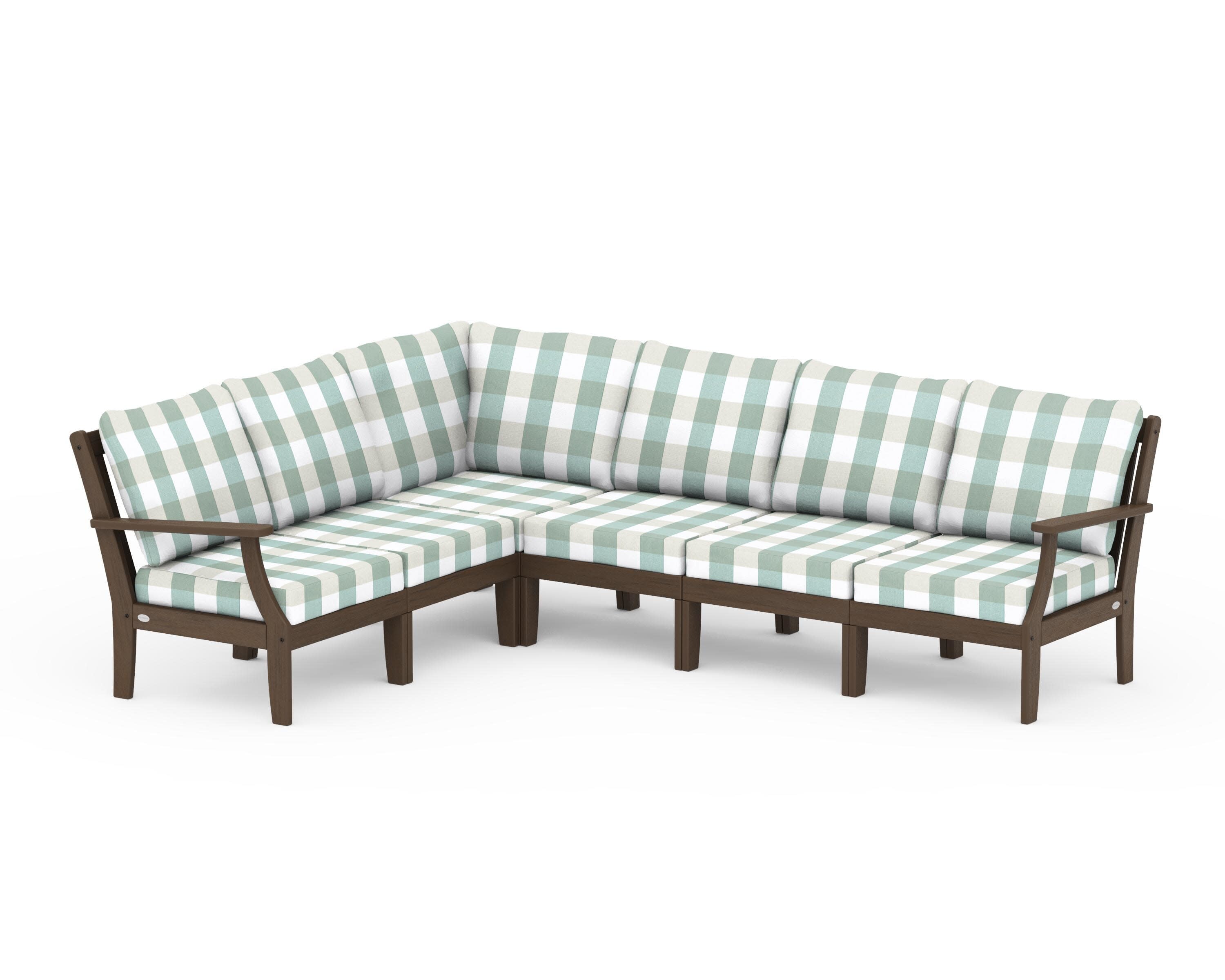 Braxton Modular 6-Piece Deep Seating Set in Kona / Buffalo Plaid Glacier Spa