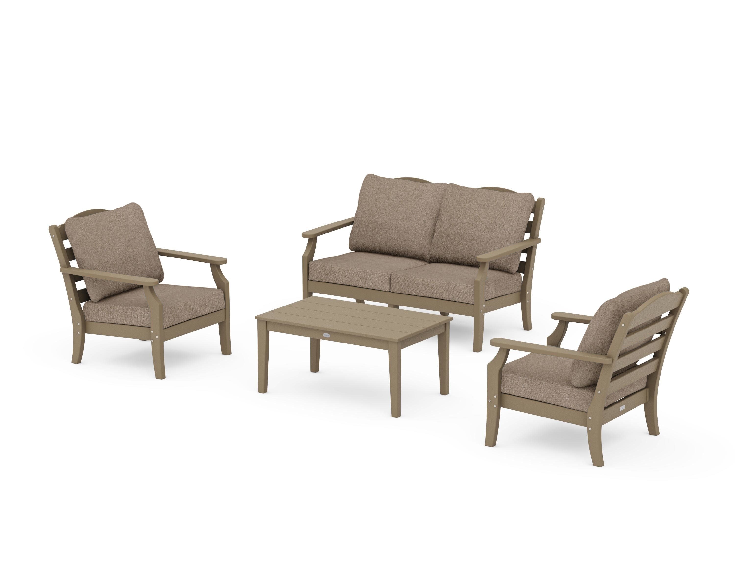 Savannah 4-Piece Deep Seating Set with Loveseat in Vintage Sahara / Spiced Burlap
