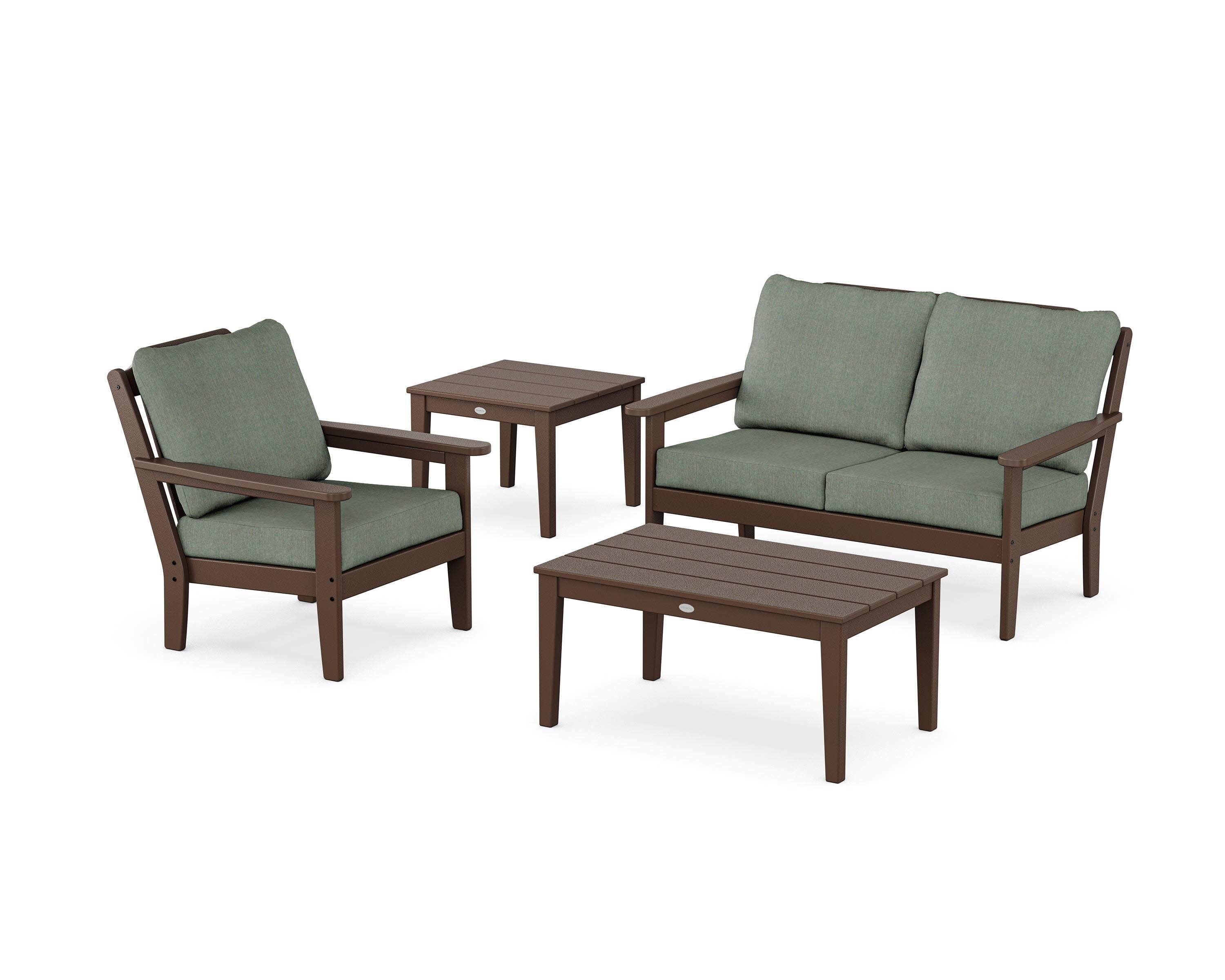 Wovendale 4-Piece Deep Seating Set in Mahogany / Cast Sage