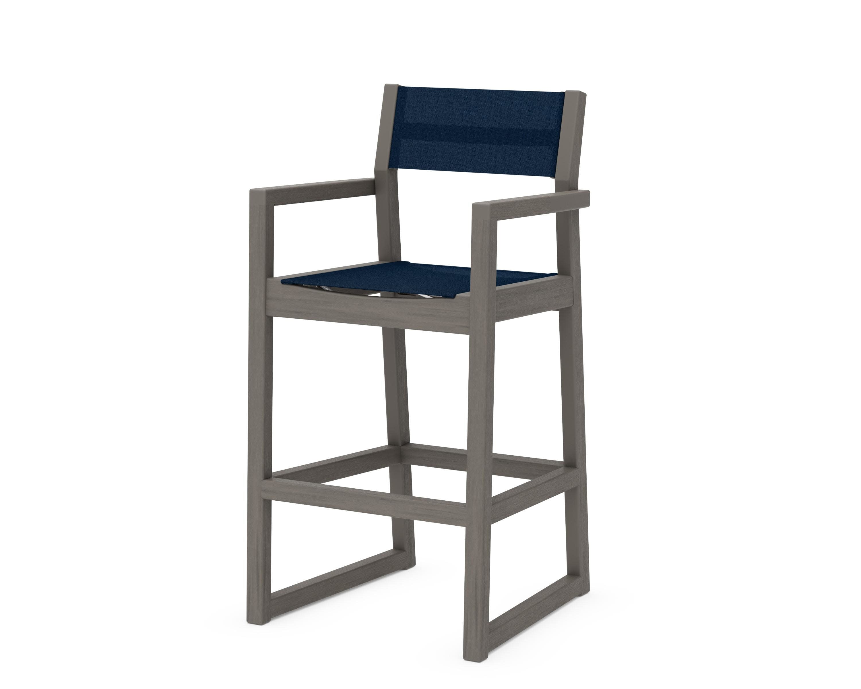 EDGE Sling Bar Arm Chair in Driftwood / Navy Blue Sling