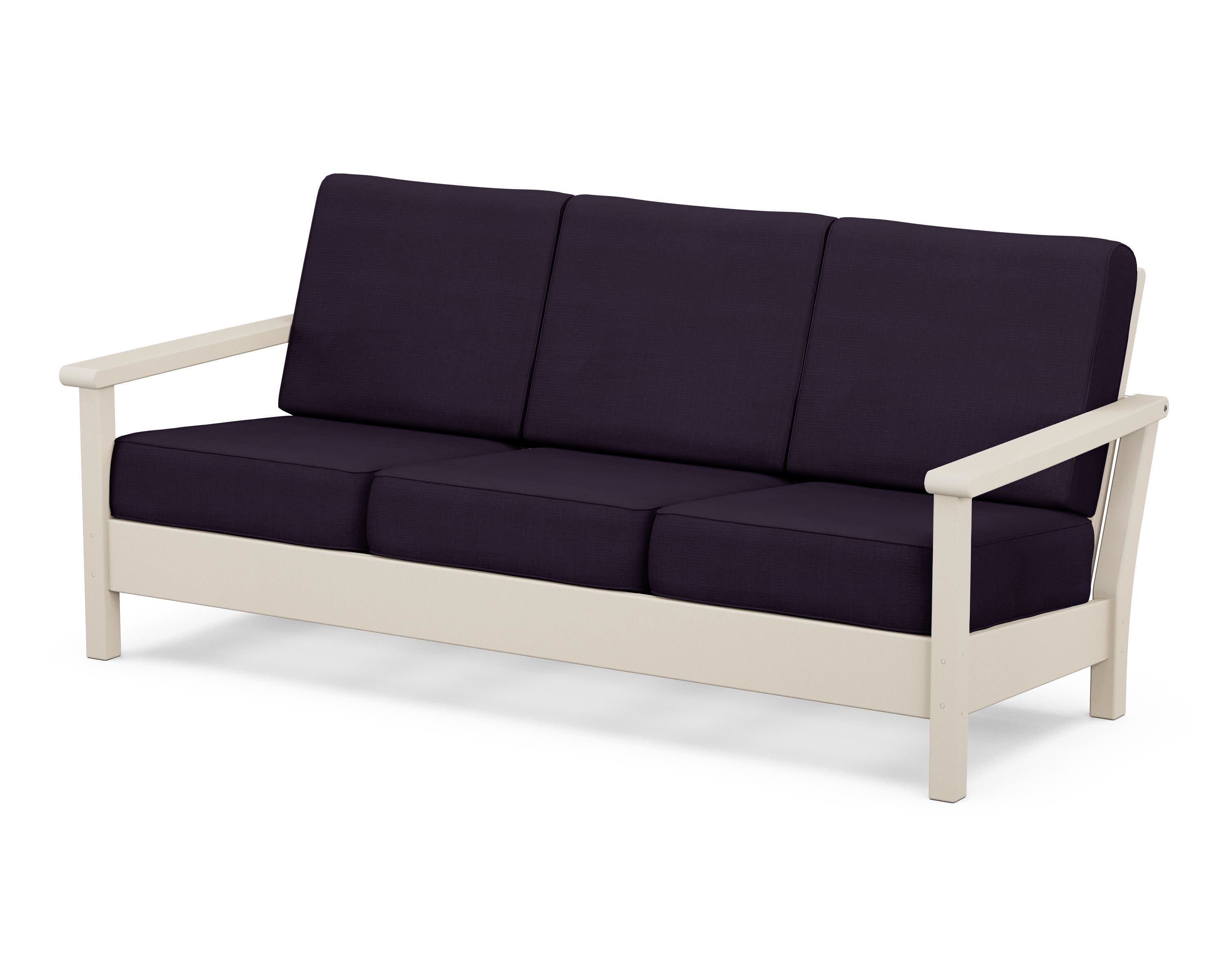 Harbour Deep Seating Sofa in Sand / Navy Linen