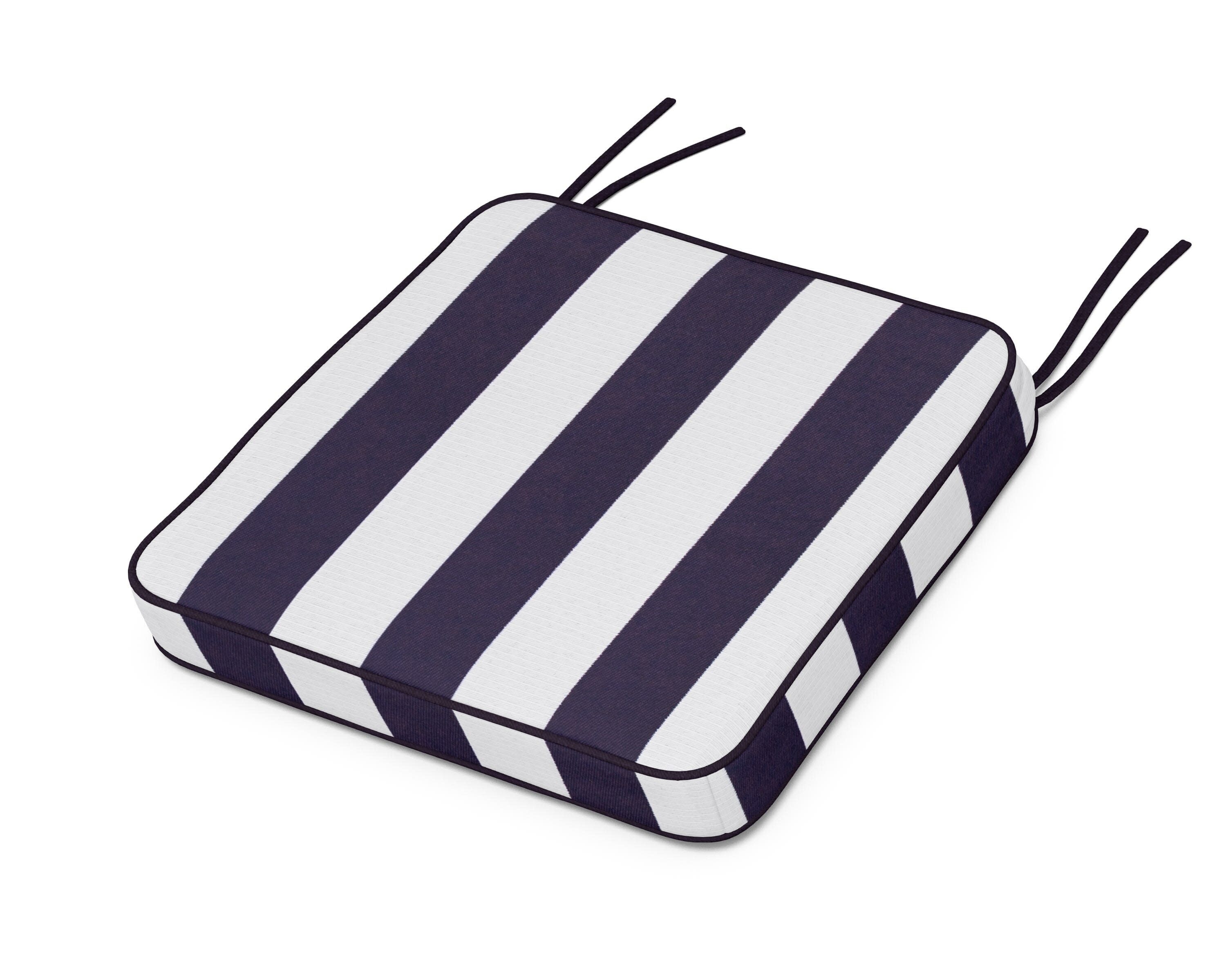 Chinoiserie Side Chair Seat Cushion in Cabana Stripe Navy