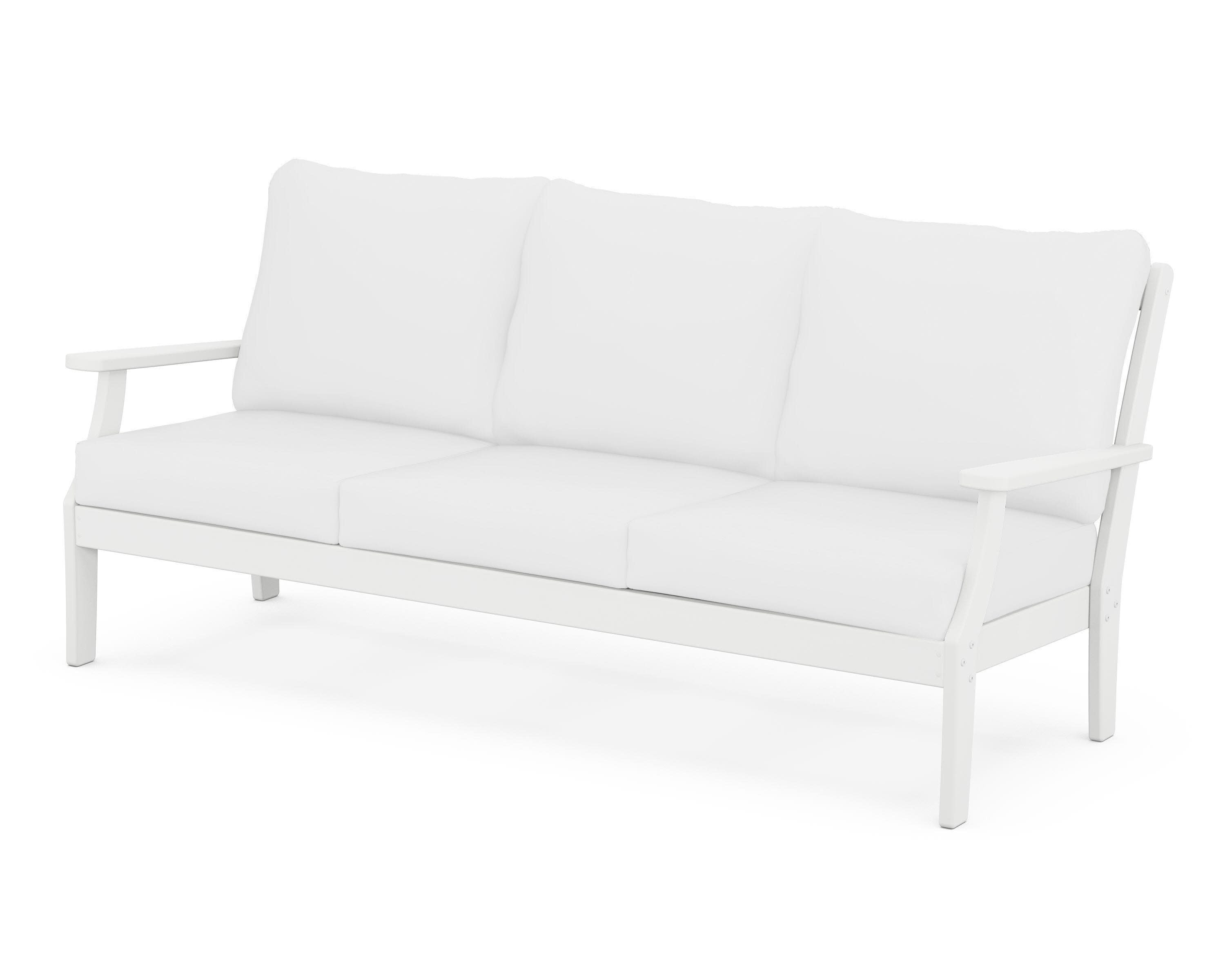 Braxton Deep Seating Sofa in White / Natural