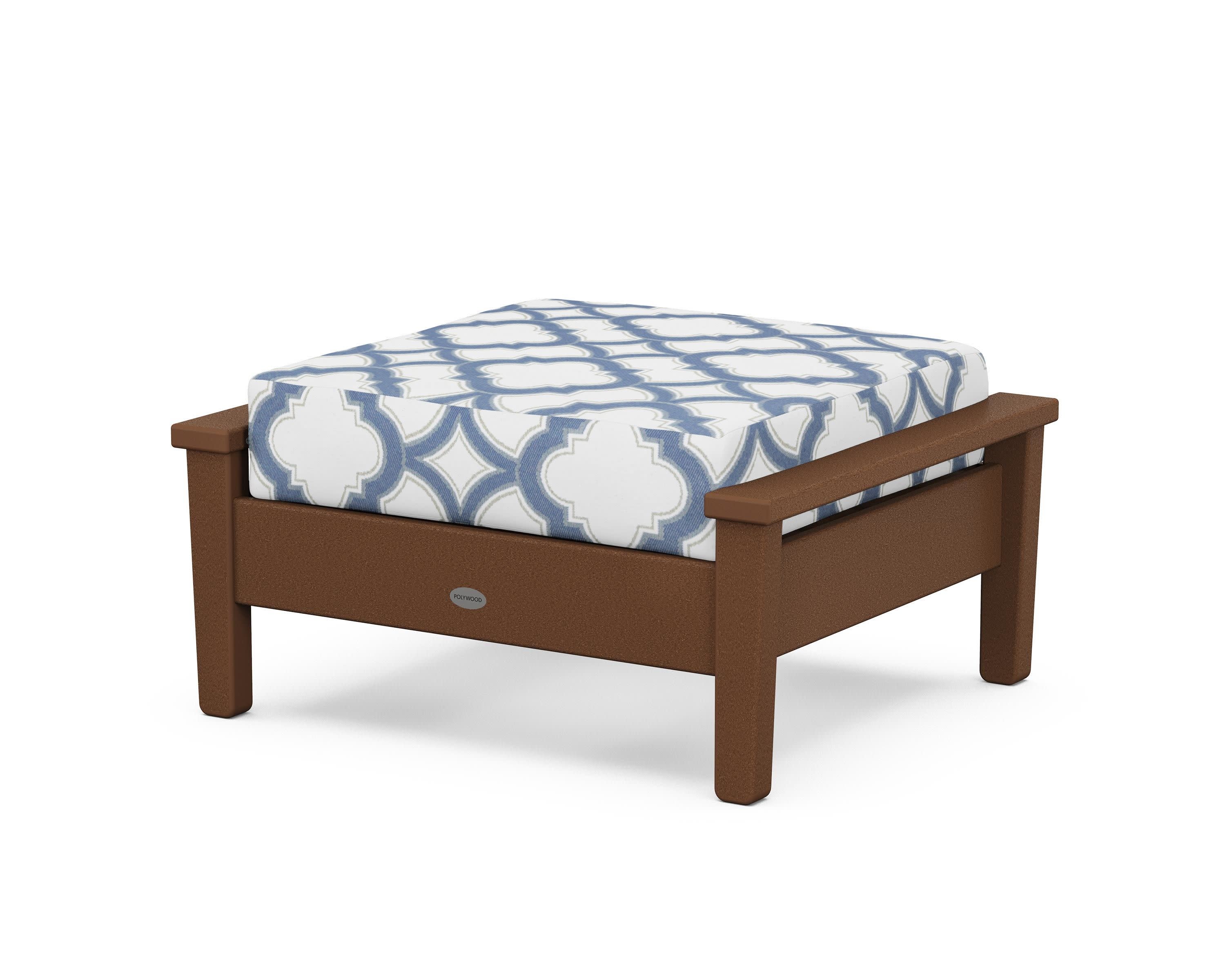 Prescott Deep Seating Ottoman in Teak / Trellis Sky Blue