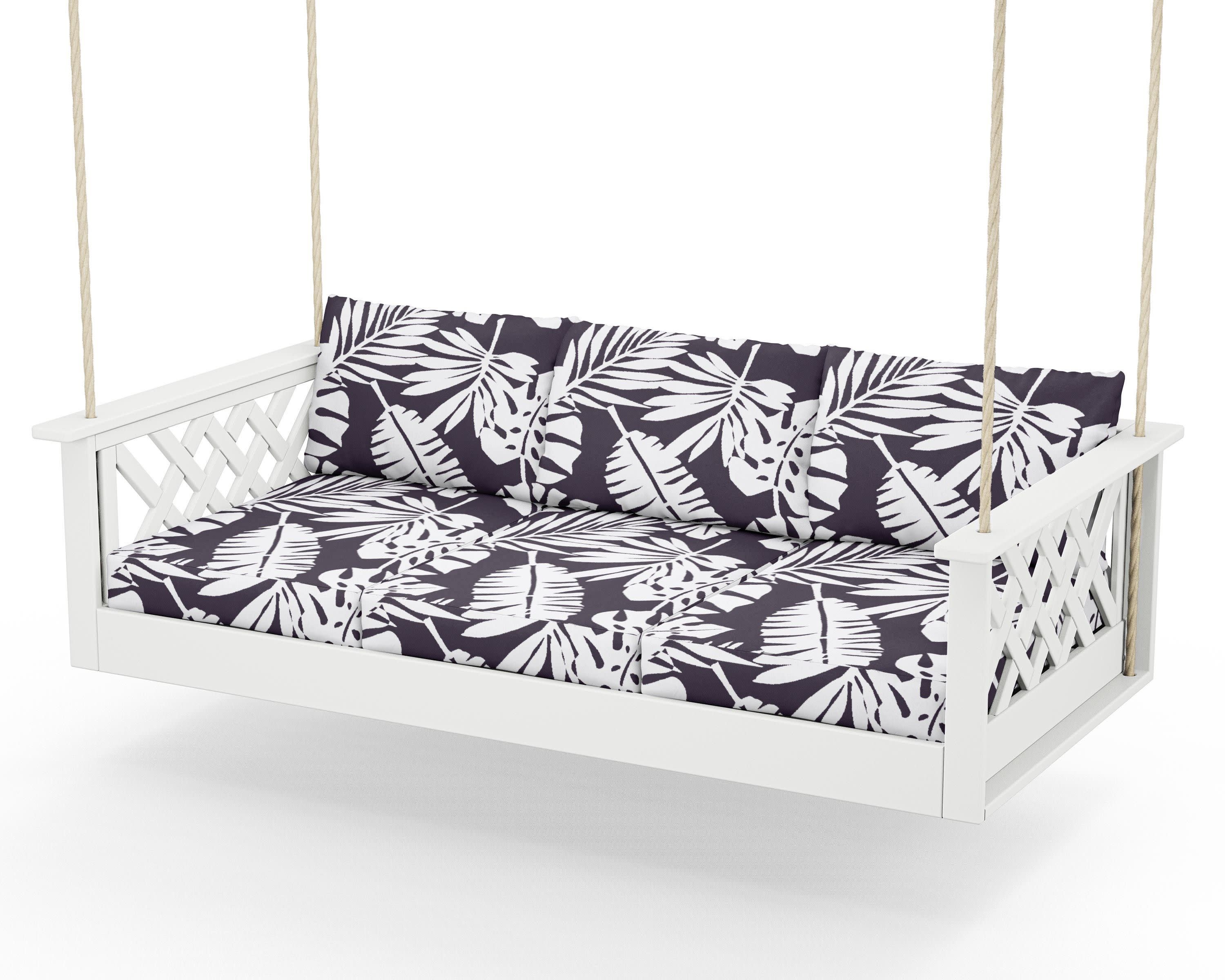 Wovendale Daybed Swing in White / Leaf Navy