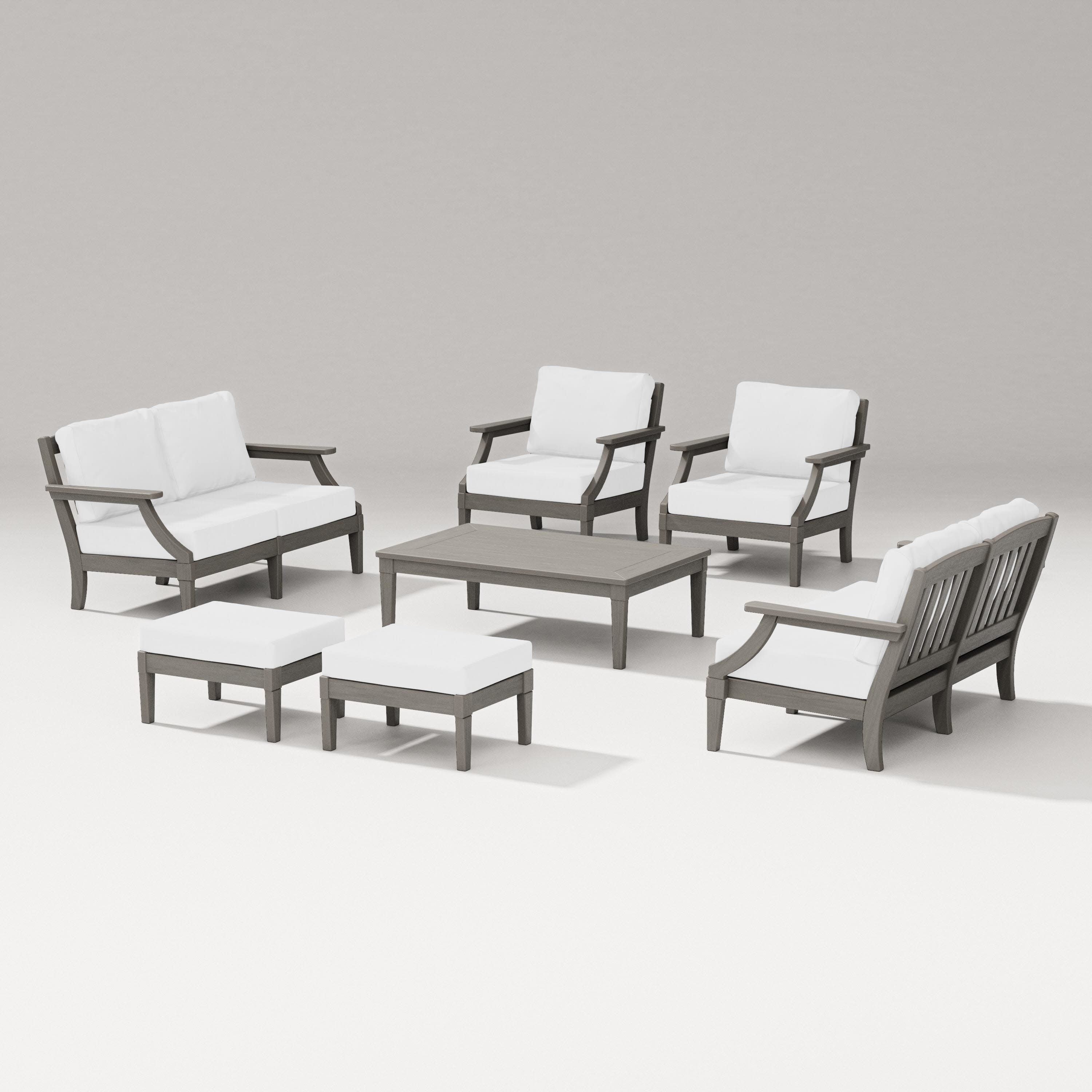 Estate 7-Piece Lounge Loveseat Set in Driftwood / Natural