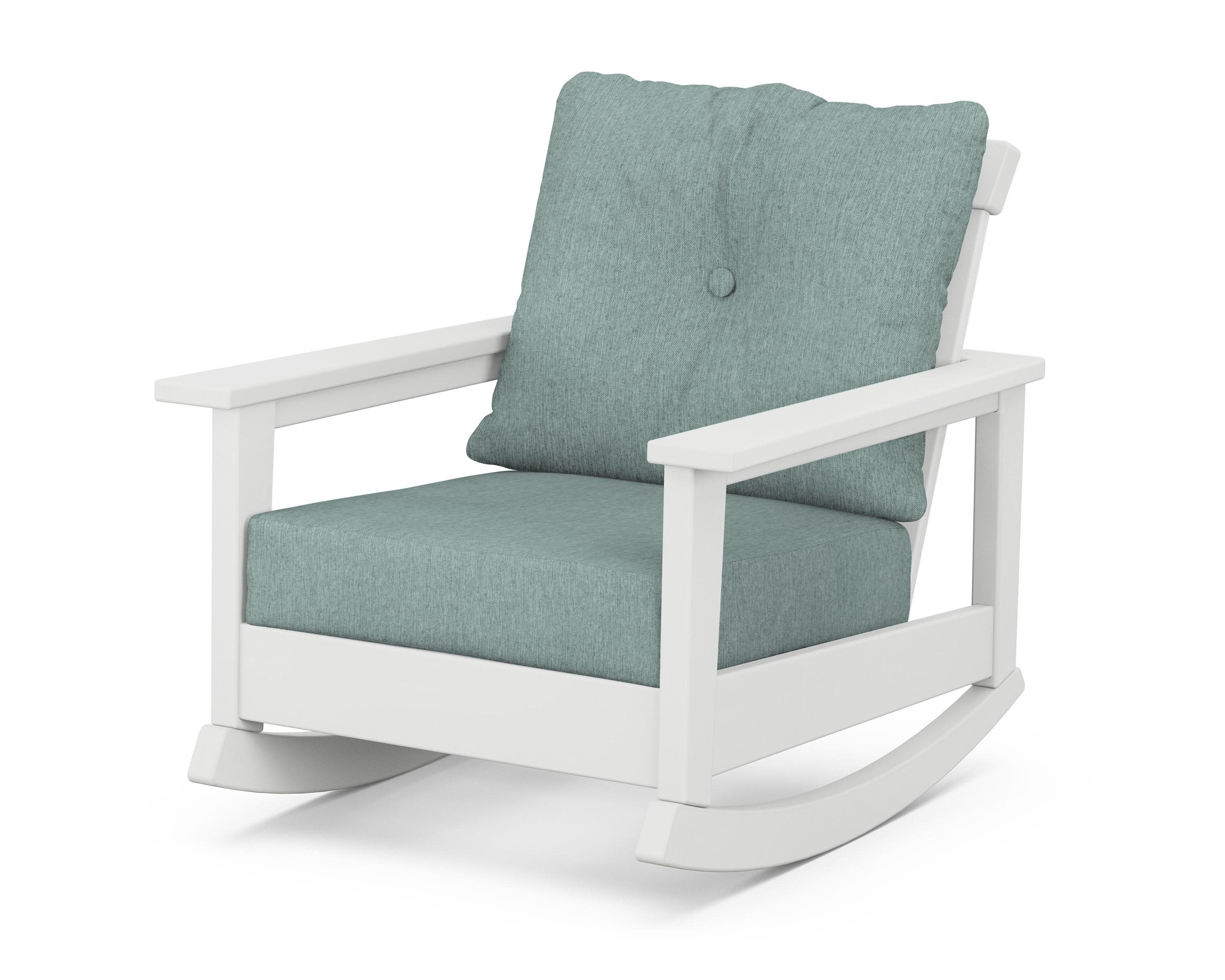 Prescott Deep Seating Rocking Chair in White / Glacier Spa