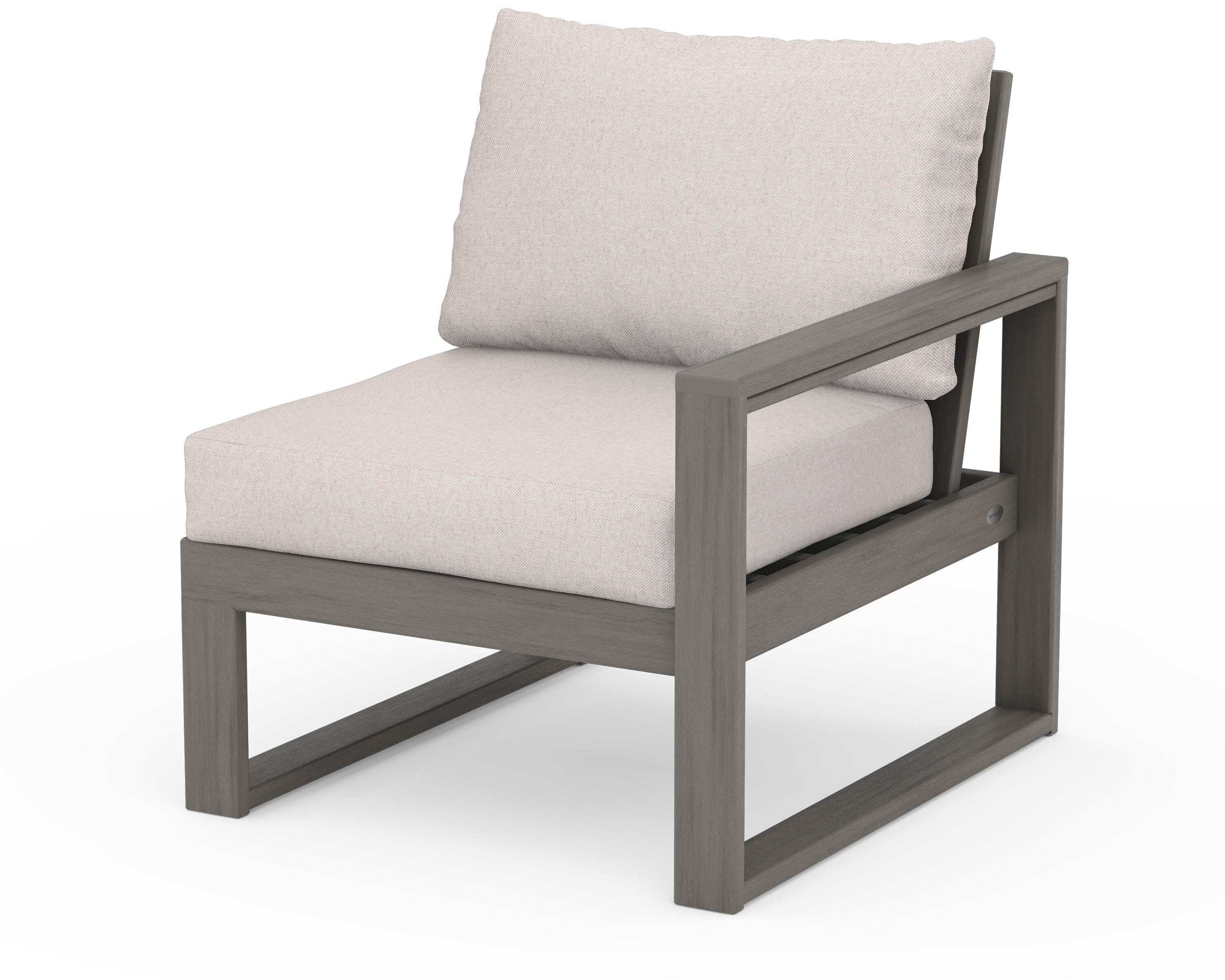 EDGE Modular Right Arm Chair in Driftwood / Dune Burlap