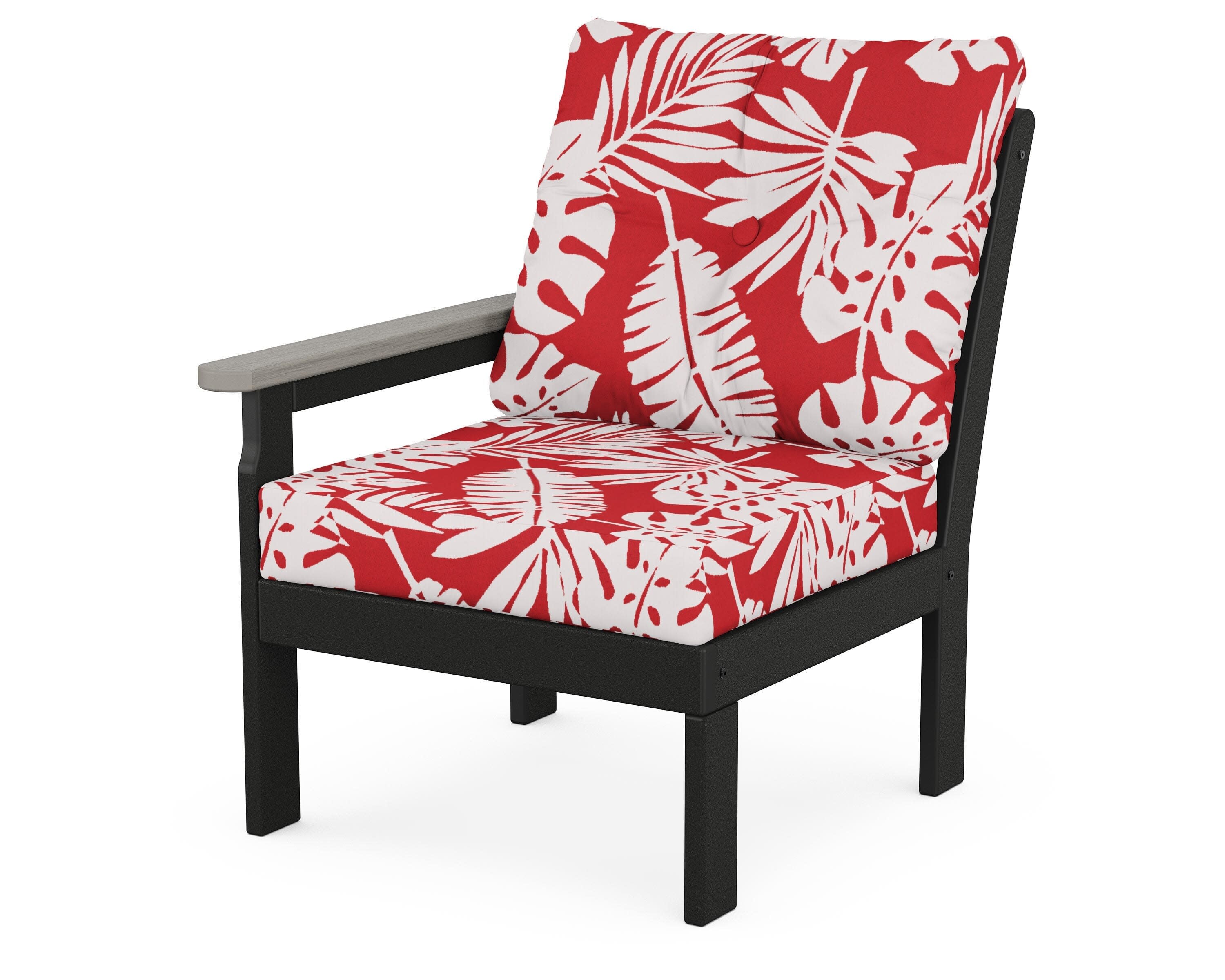 Vineyard Modular Left Arm Chair in Black / Driftwood / Leaf Crimson