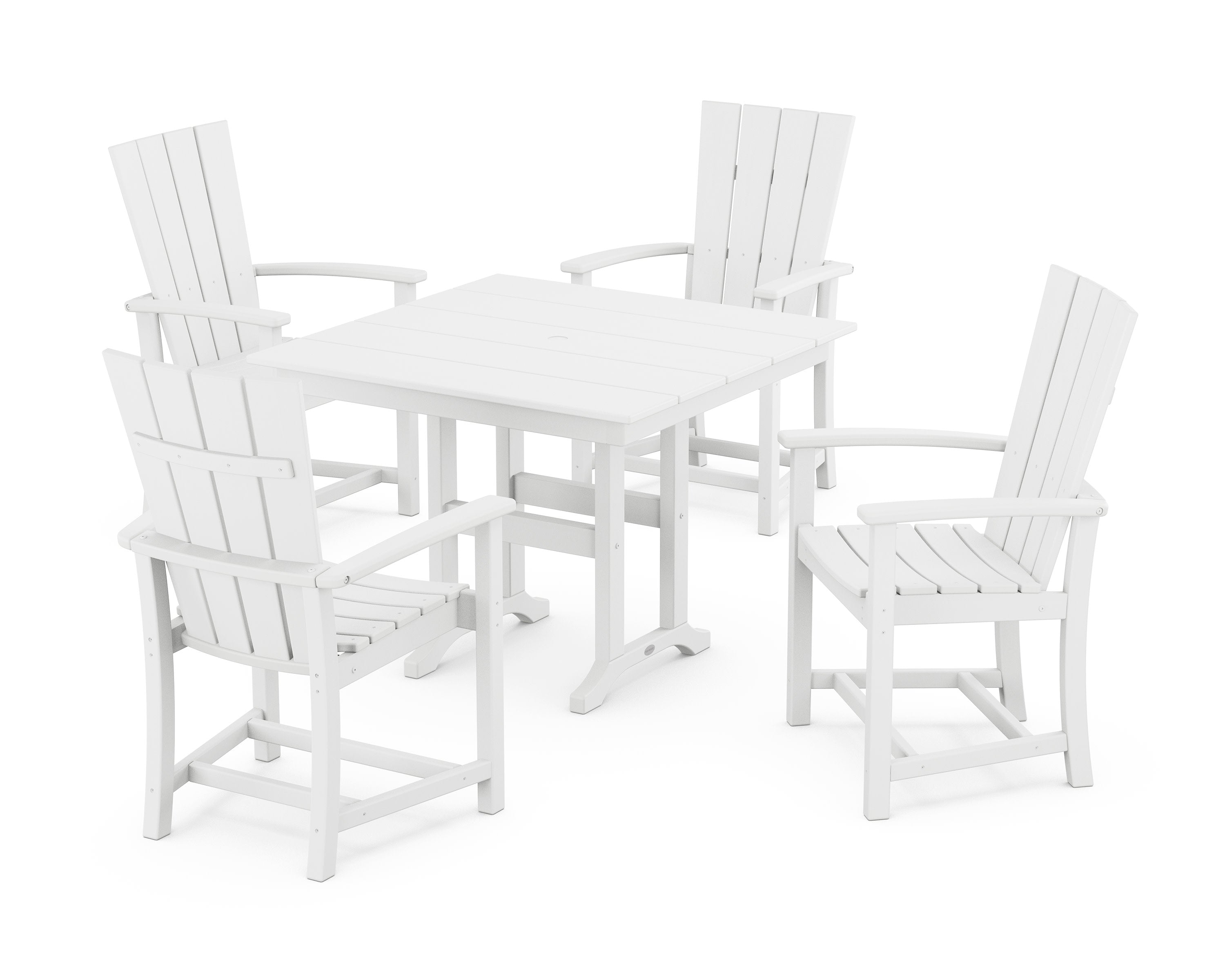 Quattro 5-Piece Farmhouse Dining Set in White