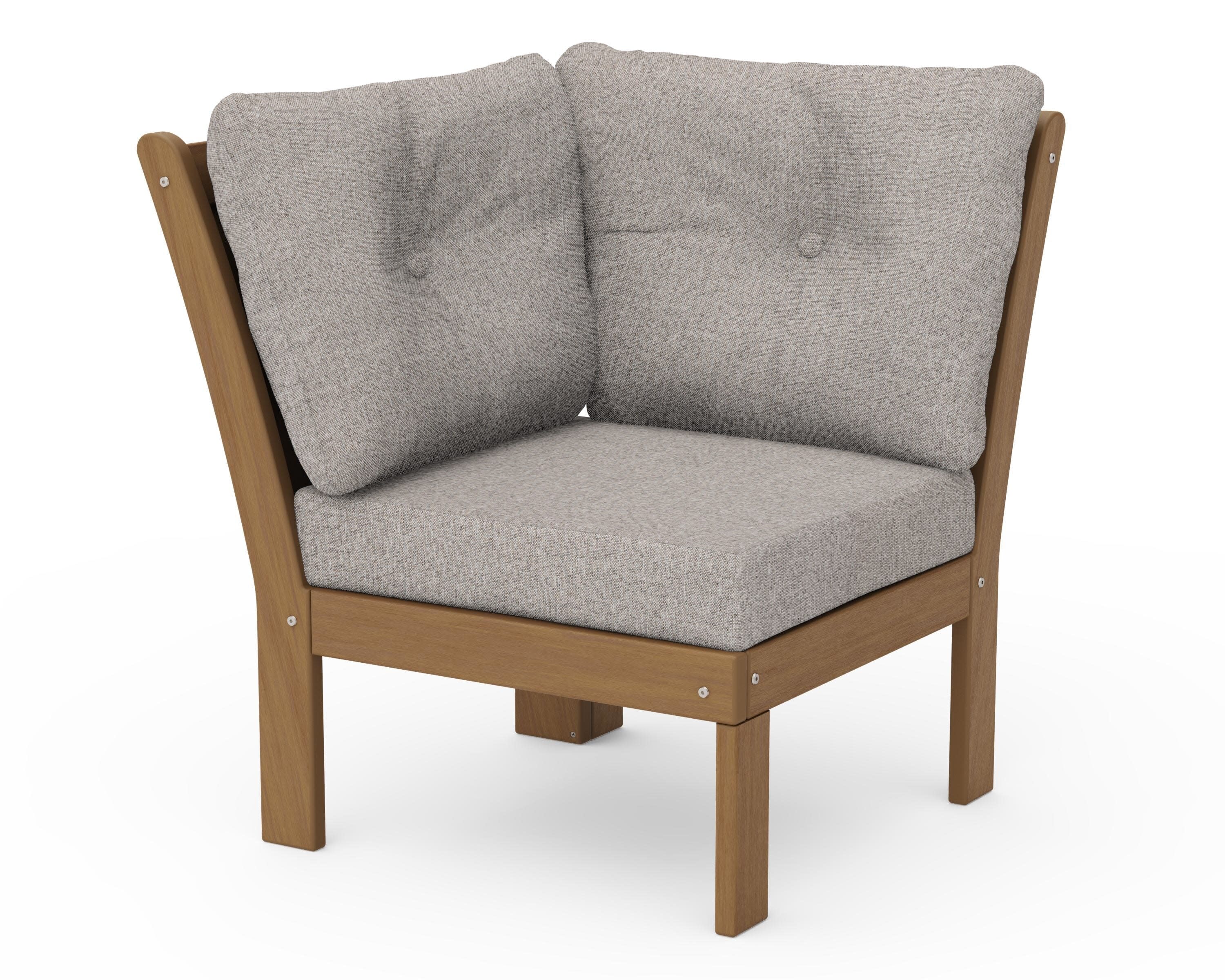 Vineyard Modular Corner Chair in Natural / Weathered Tweed