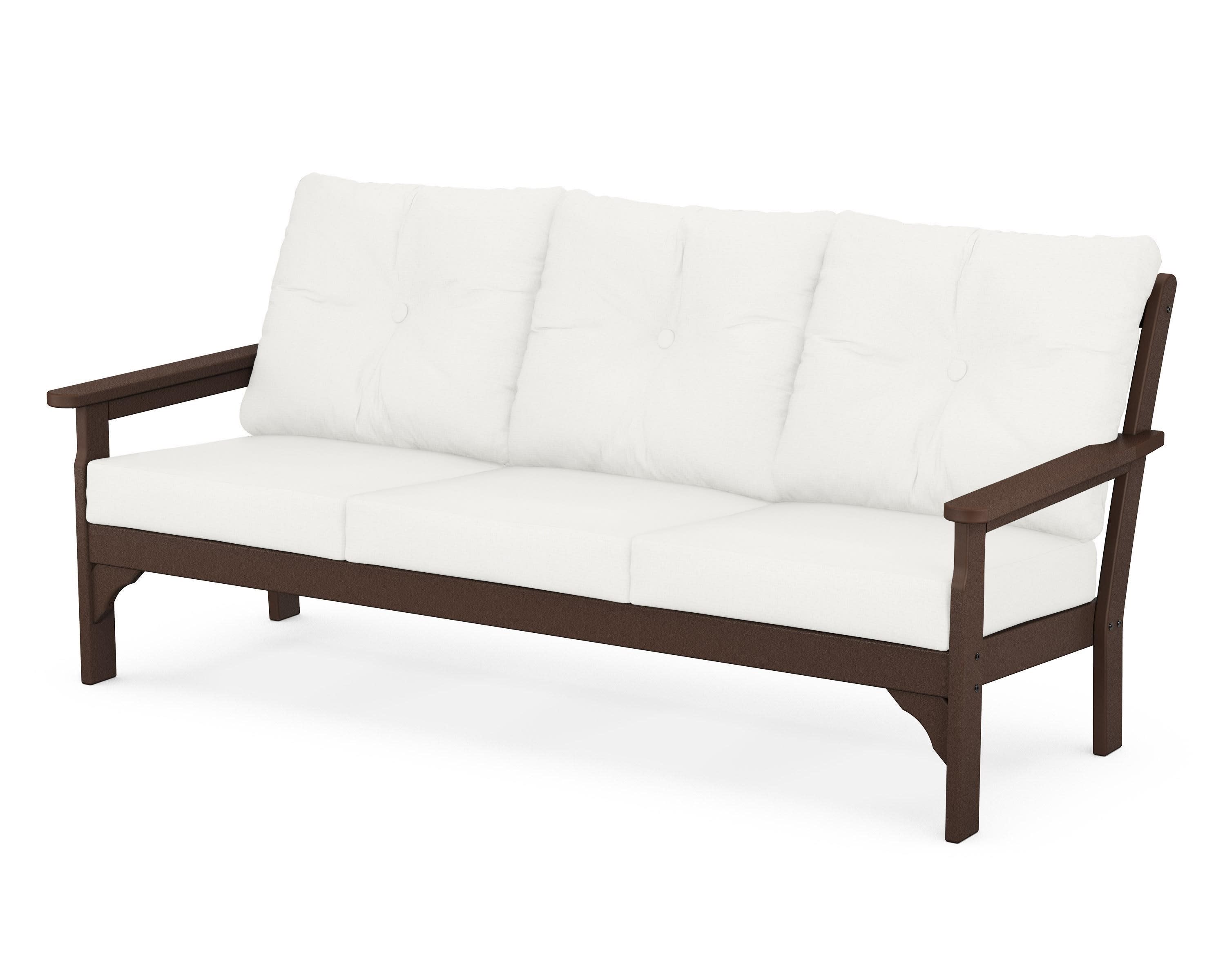 Vineyard Deep Seating Sofa in Mahogany / Natural Linen