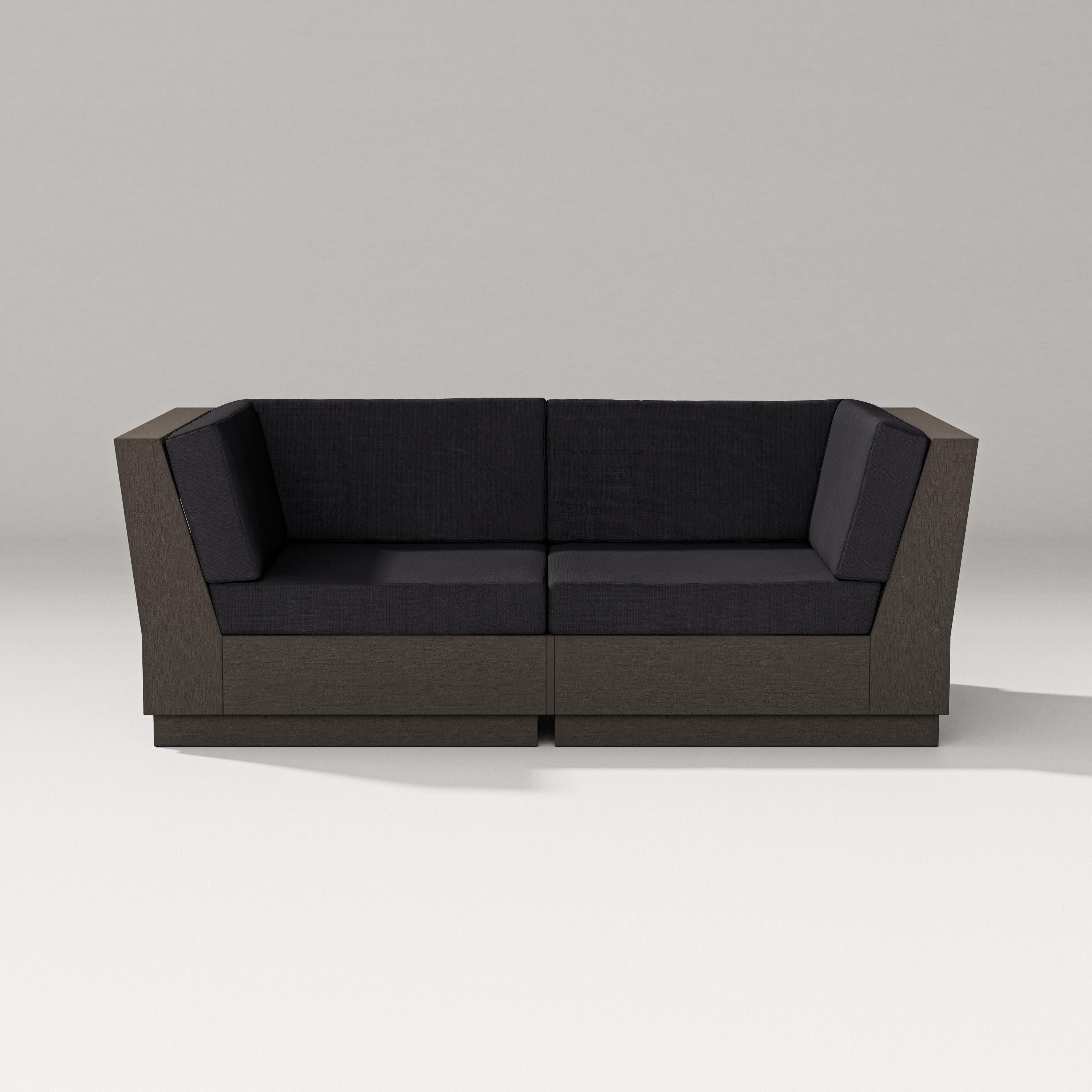 Elevate Loveseat Sectional in Vintage Coffee / Midnight Linen