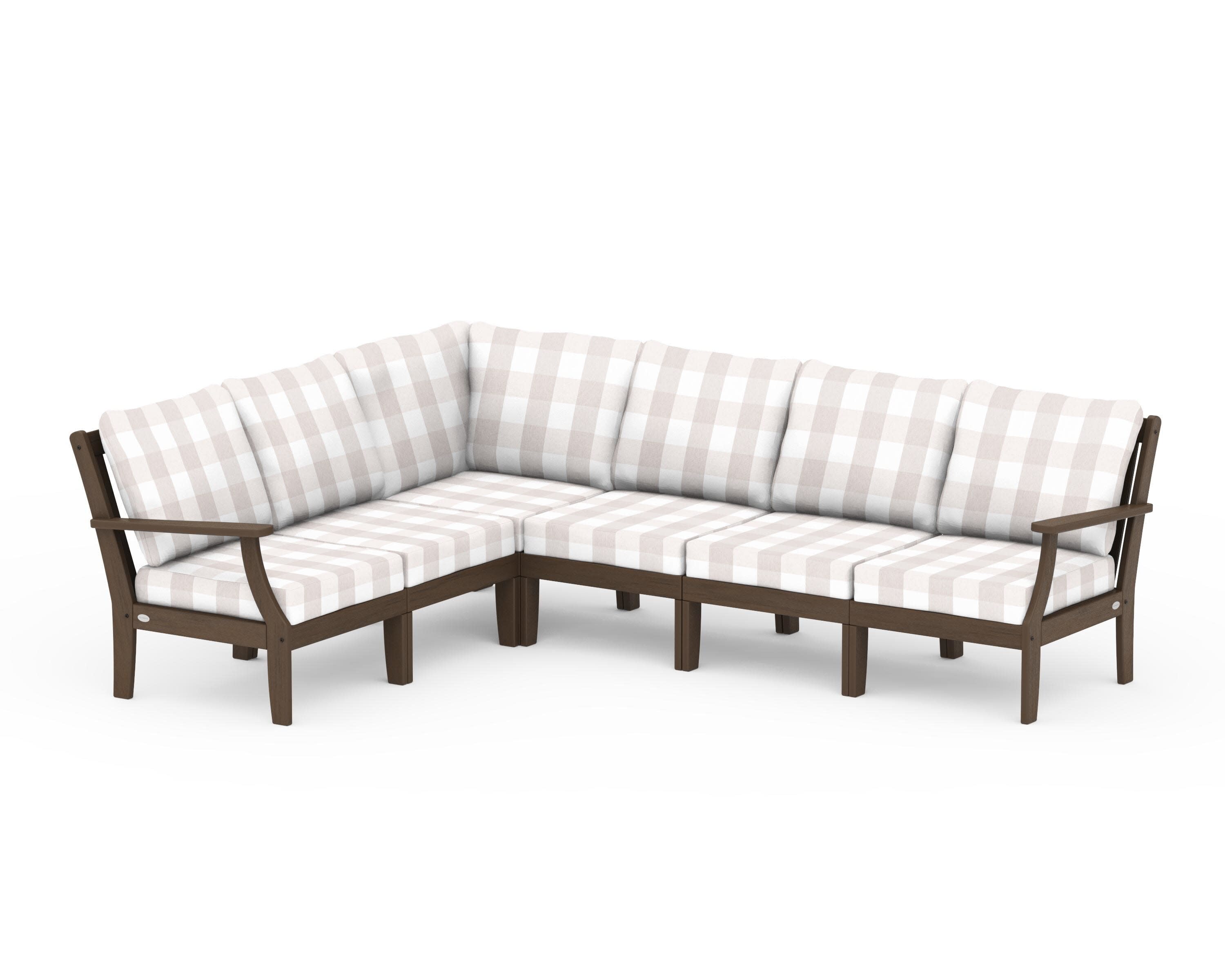 Braxton Modular 6-Piece Deep Seating Set in Kona / Buffalo Plaid Dune Burlap